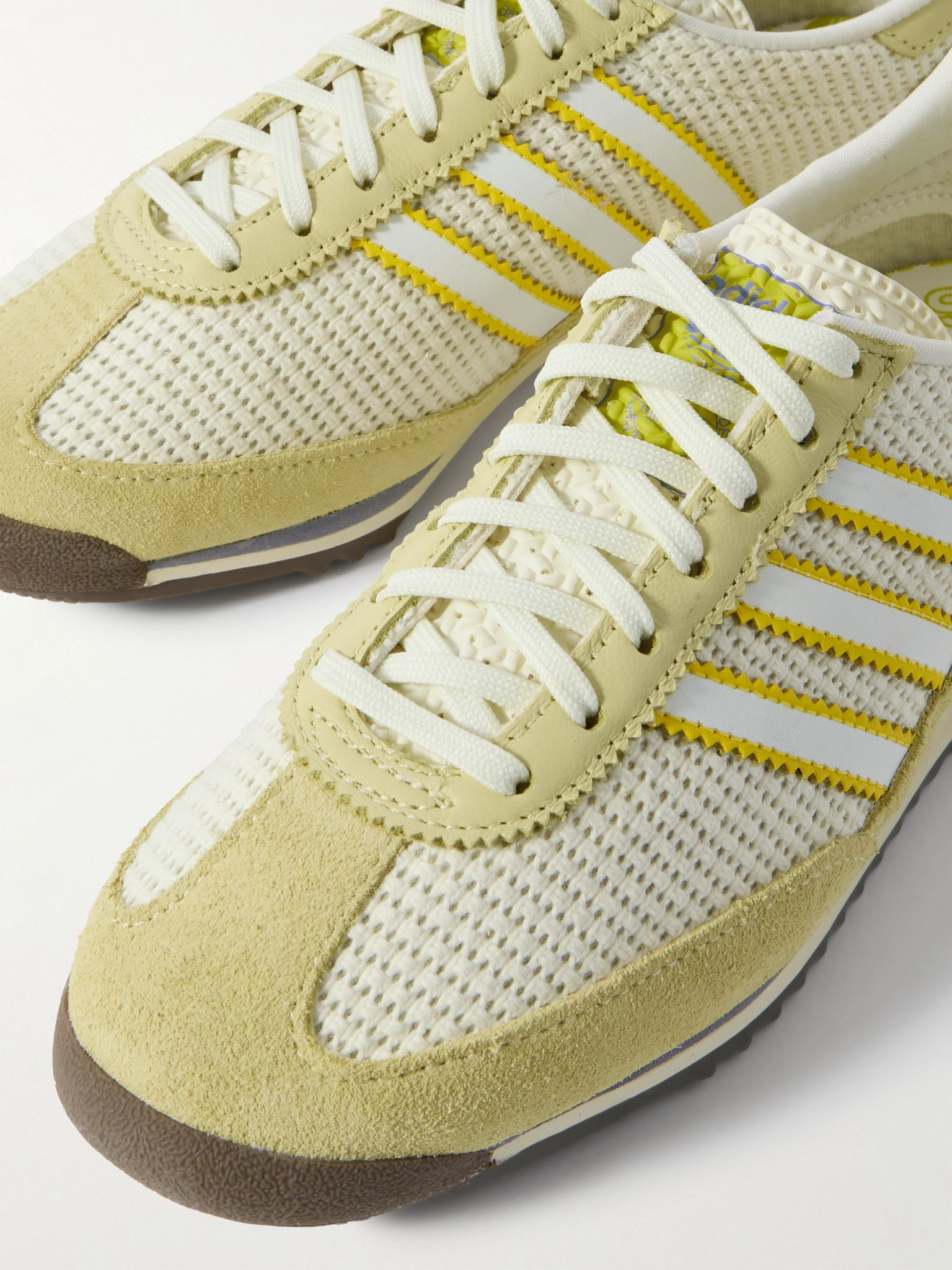 SL 72 OG suede and leather-trimmed mesh sneakers Yellow - 4