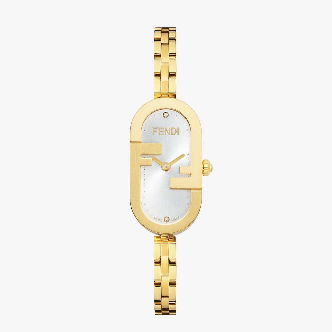 Shiny gold-colored, satin finish, 14.80 x 28.30 mm stainless steel oval case, with Fendi O’Lock beze - 1
