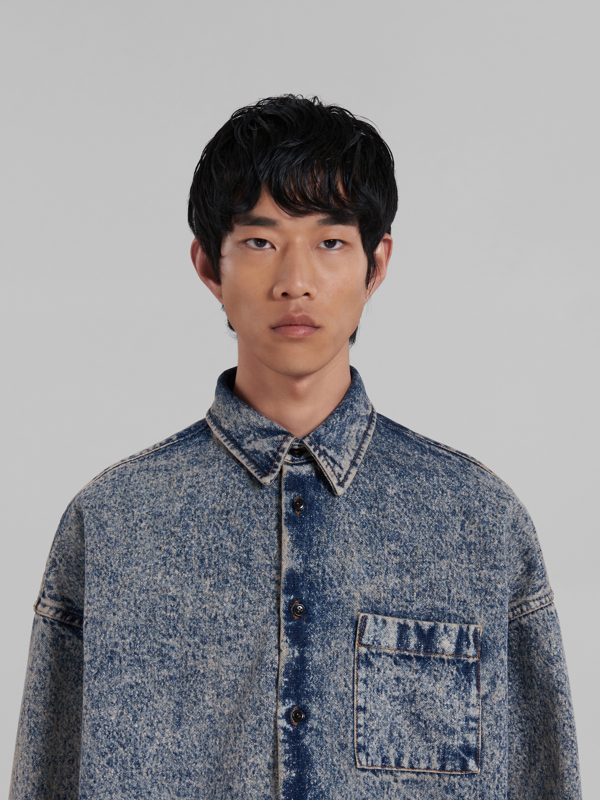 PINK MARBLE-DYED DENIM SHIRT - 4