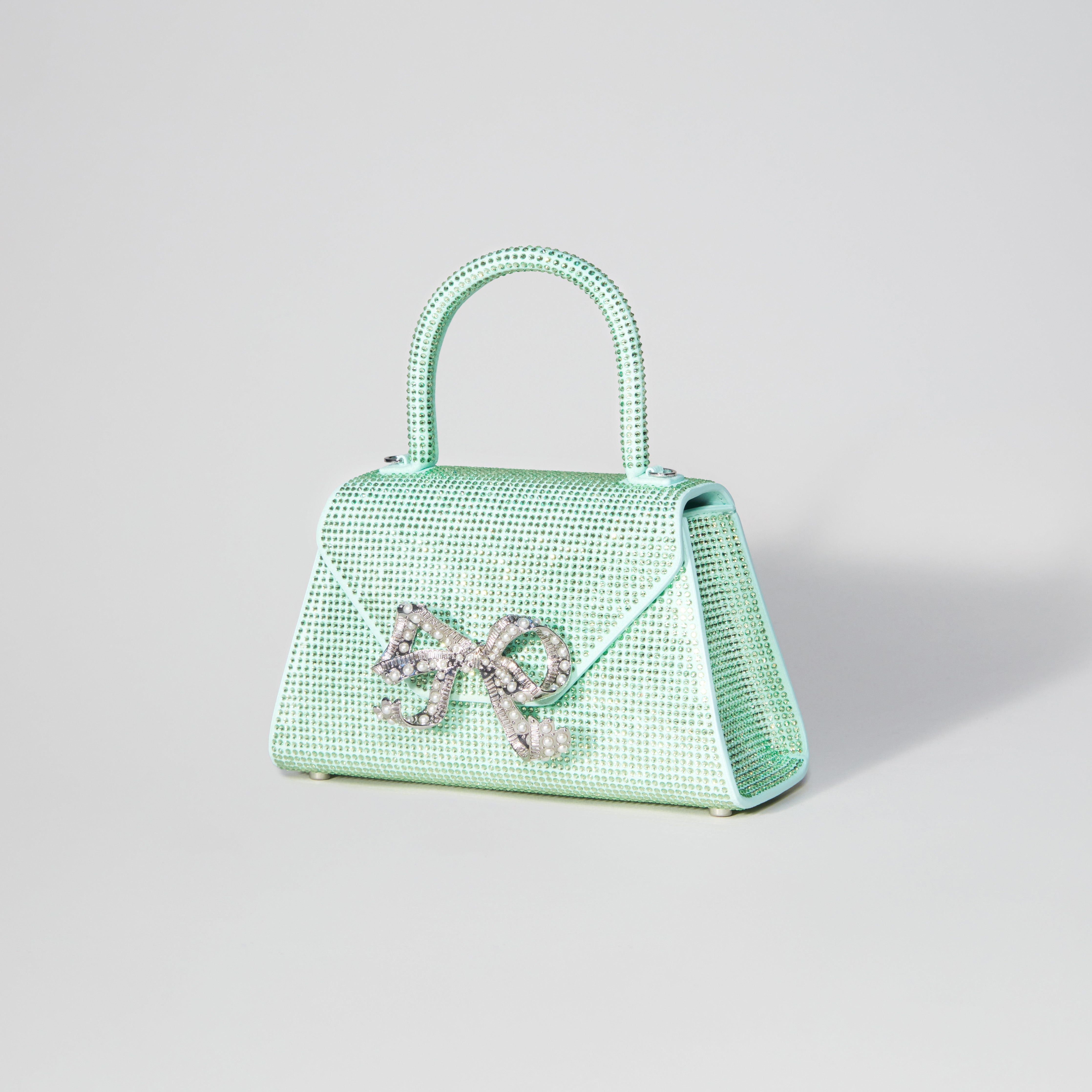 Aqua Rhinestone Bow Envelope Mini Bag - 2