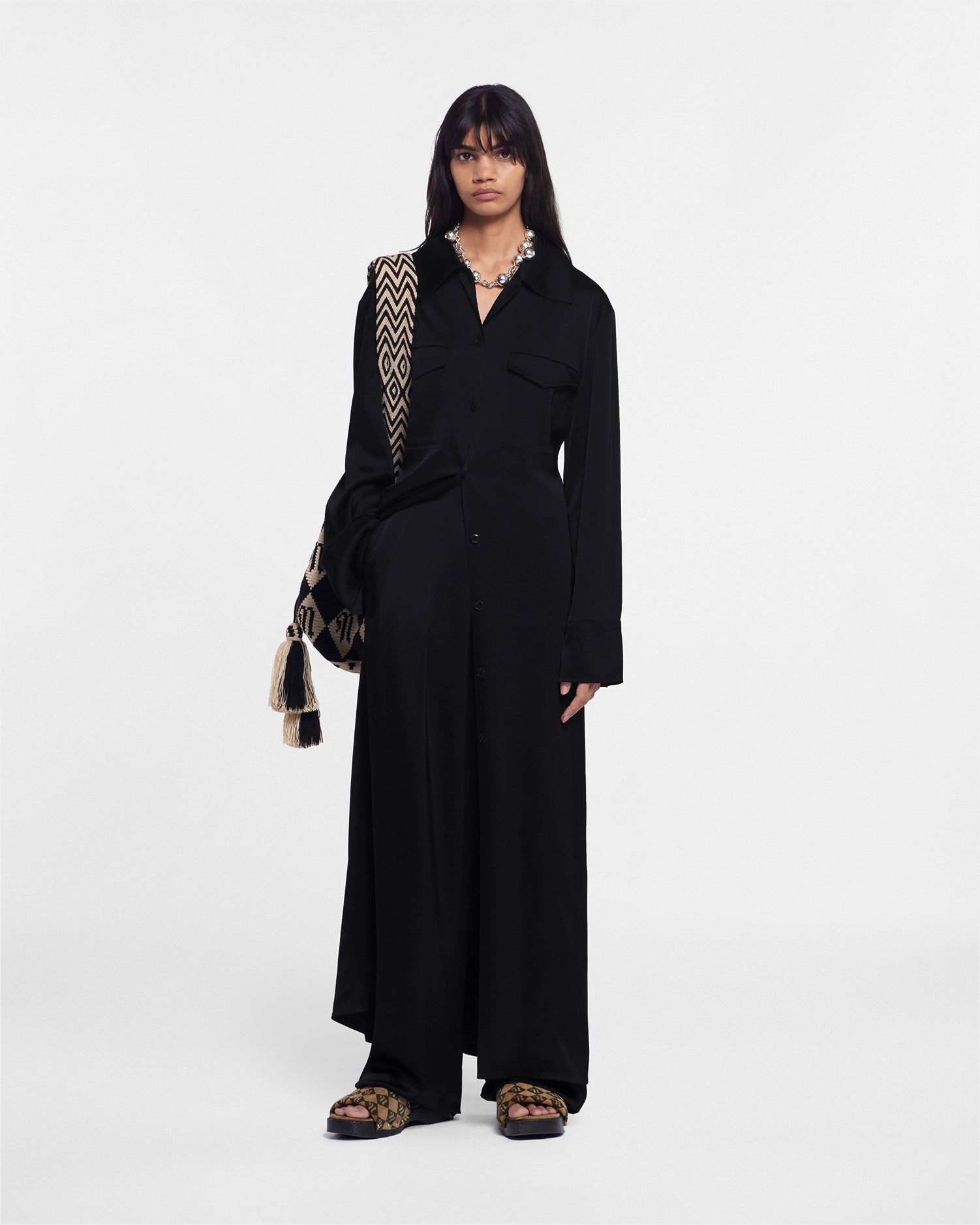 Slip Satin Shirt Dress - 2