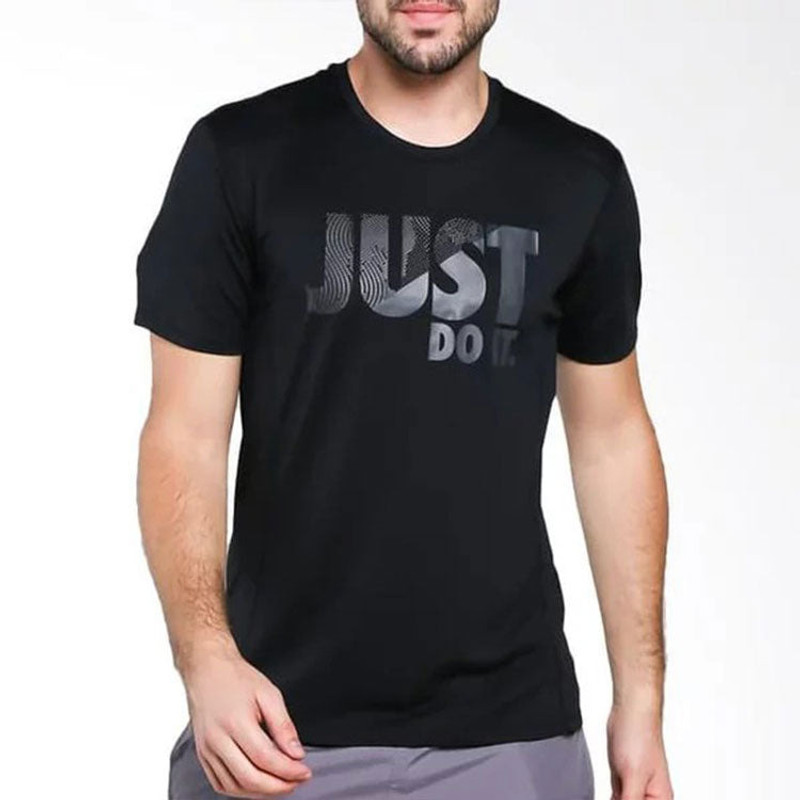 Men's Nike Alphabet Printing Sports Round Neck Pullover Short Sleeve Black T-Shirt AH2258-010 4