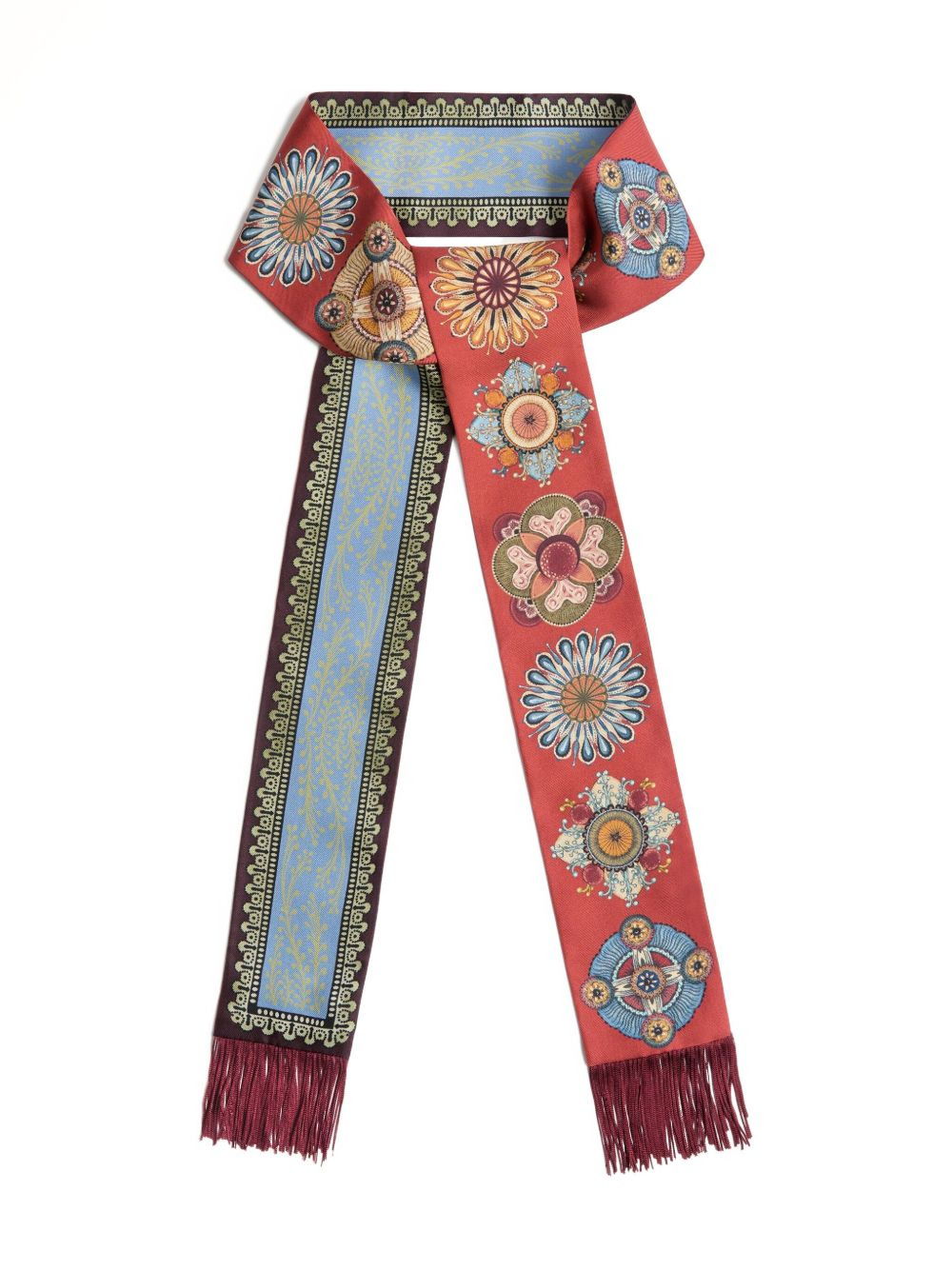 floral-pattern fringed scarf - 1