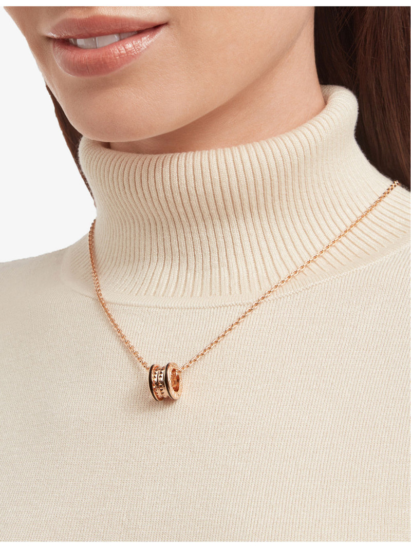 B.zero1 18ct rose-gold and ceramic pendant necklace 4