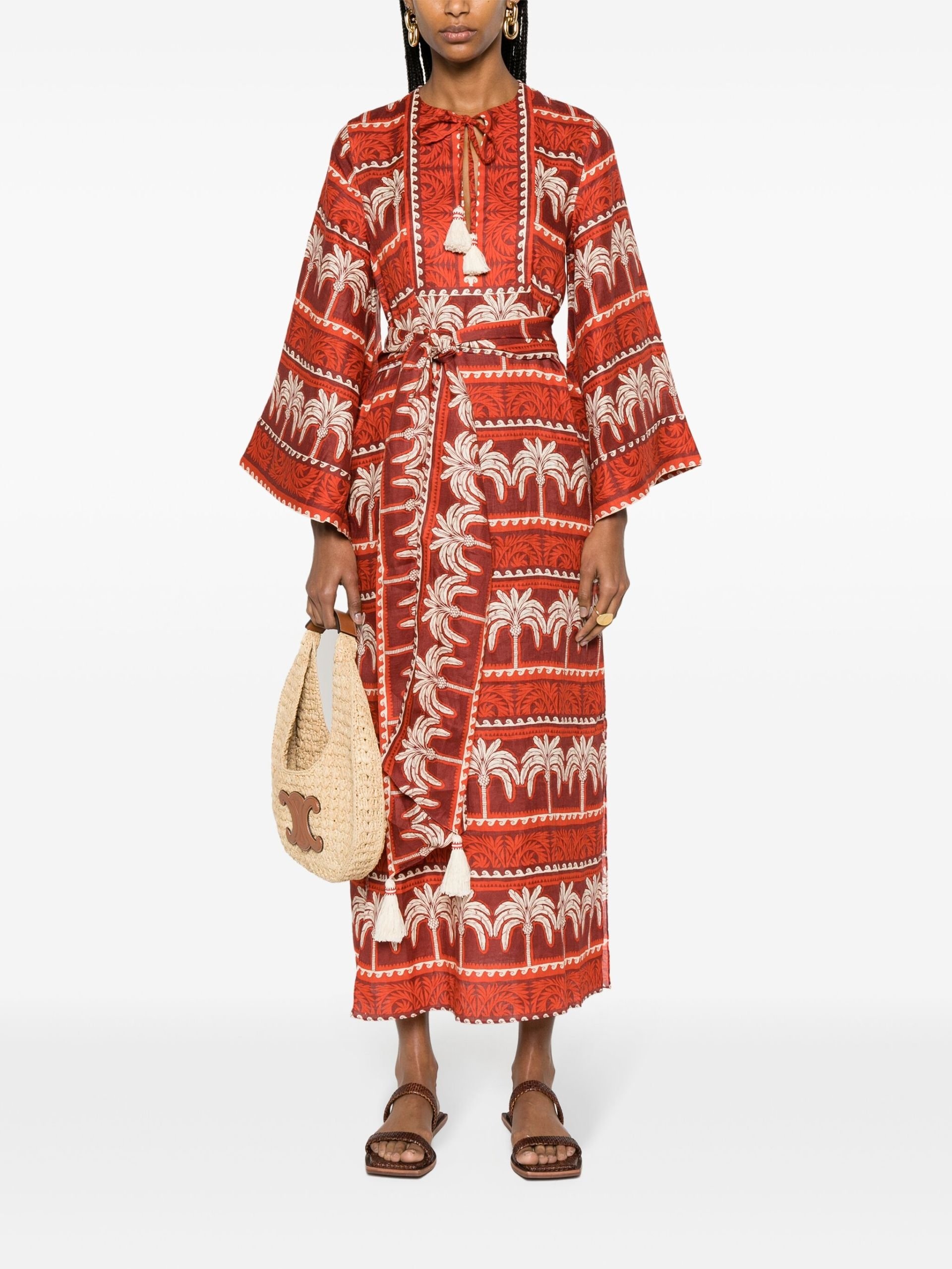 Red Wild Savannah linen dress - 2