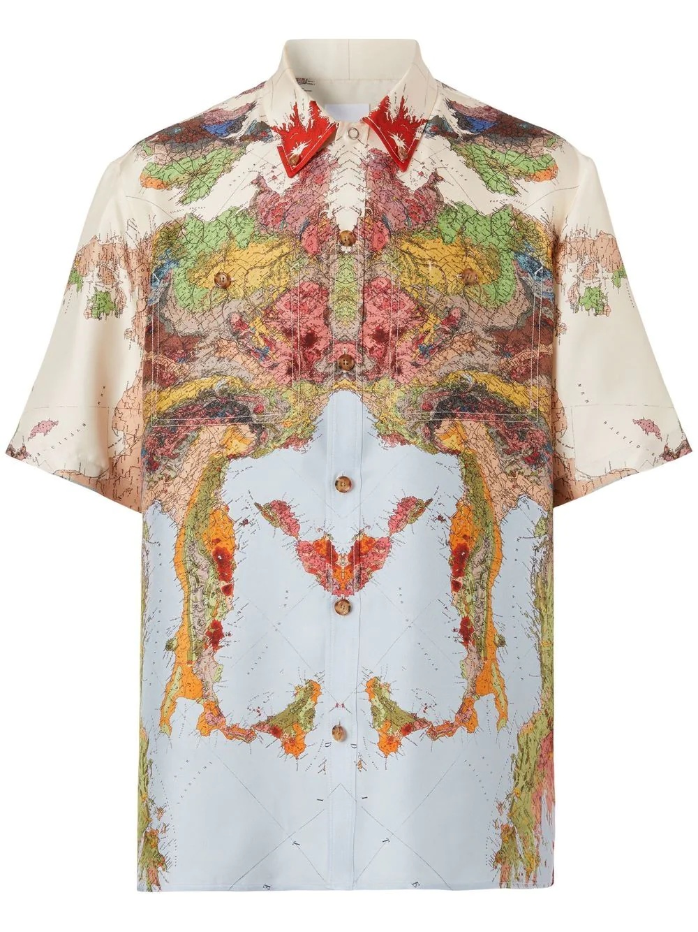 map graphic-print silk shirt - 1