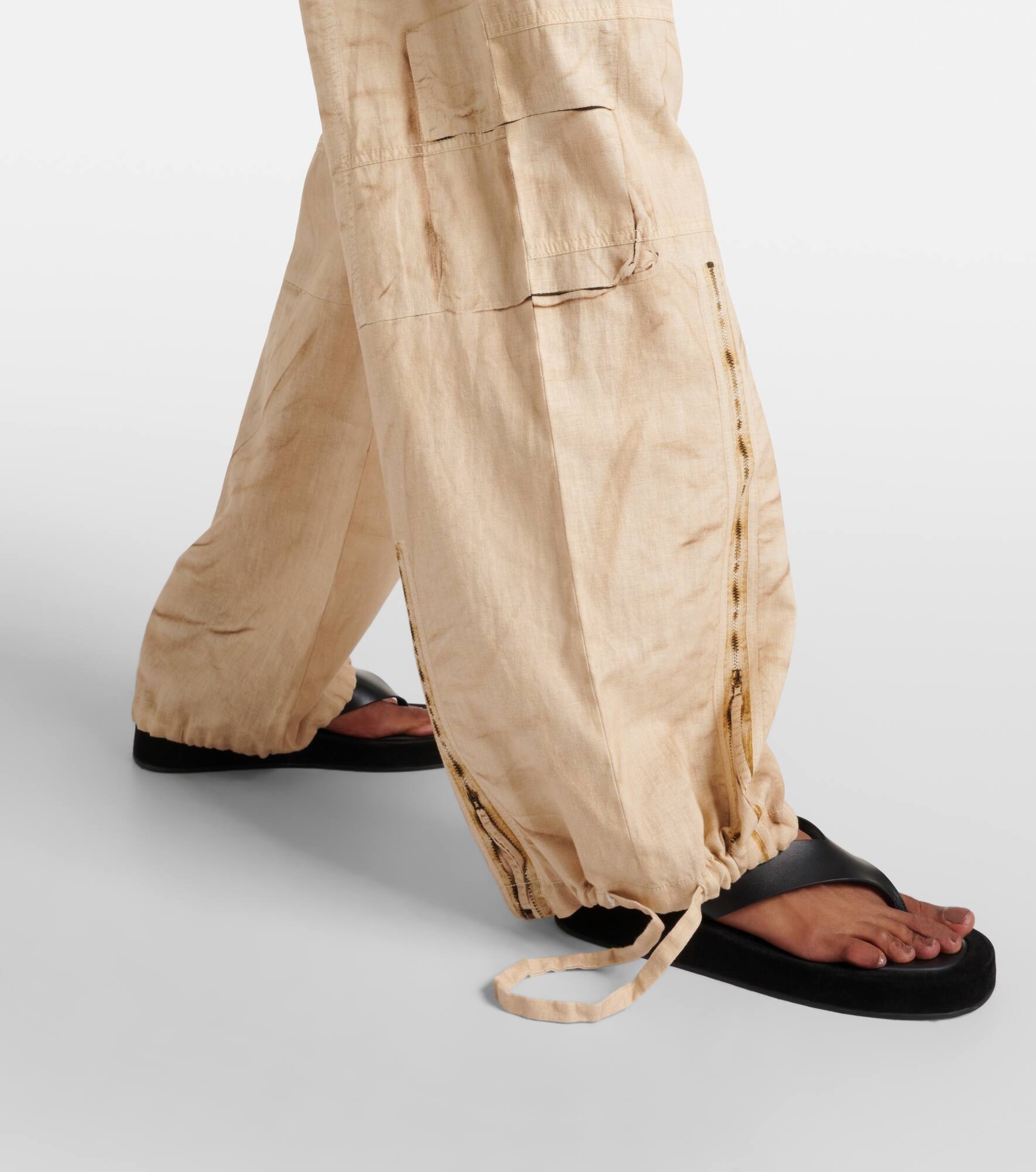 Trompe l'œil linen and cotton cargo pants - 5