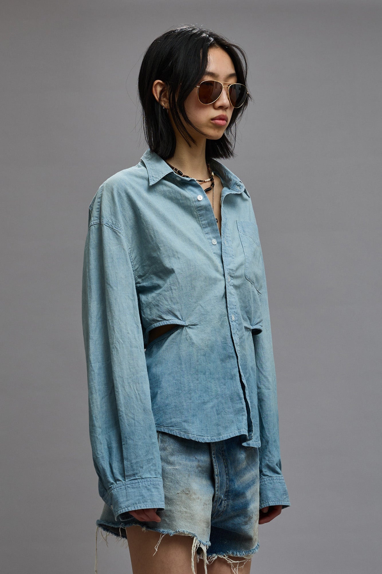 OPEN BACK SHIRT - VINTAGE BLUE - 5