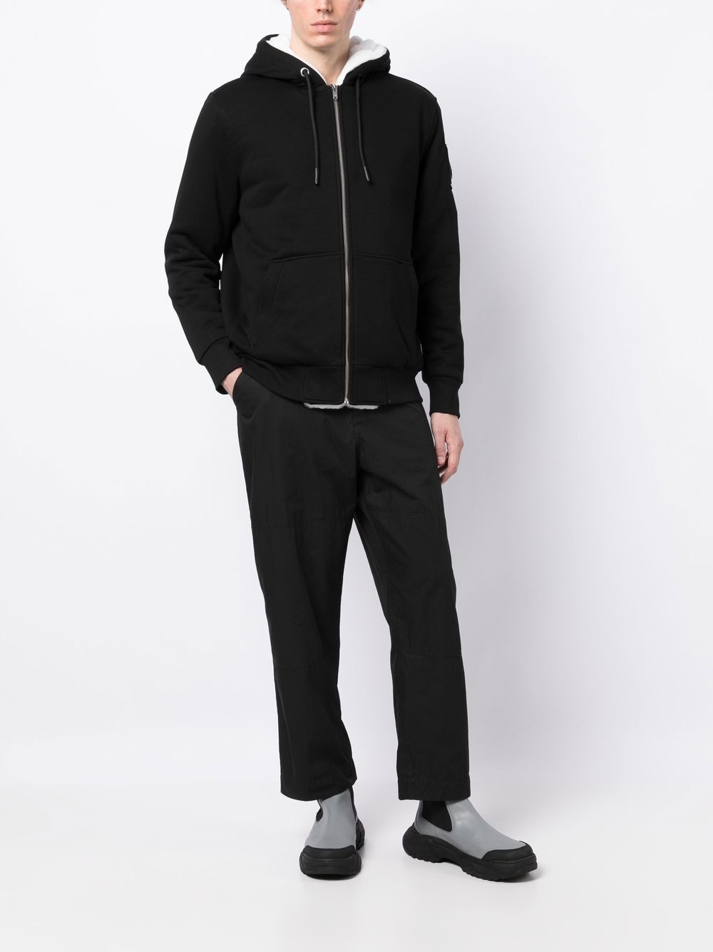 logo-plaque zip-up hooded jacket - 2