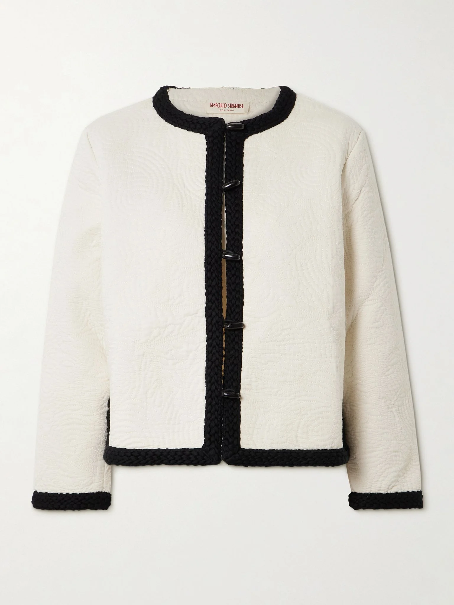 Iole braid-trimmed quilted cotton jacket White - 1