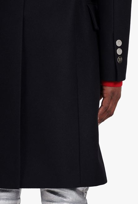 Long asymmetrical navy blue wool coat - 5