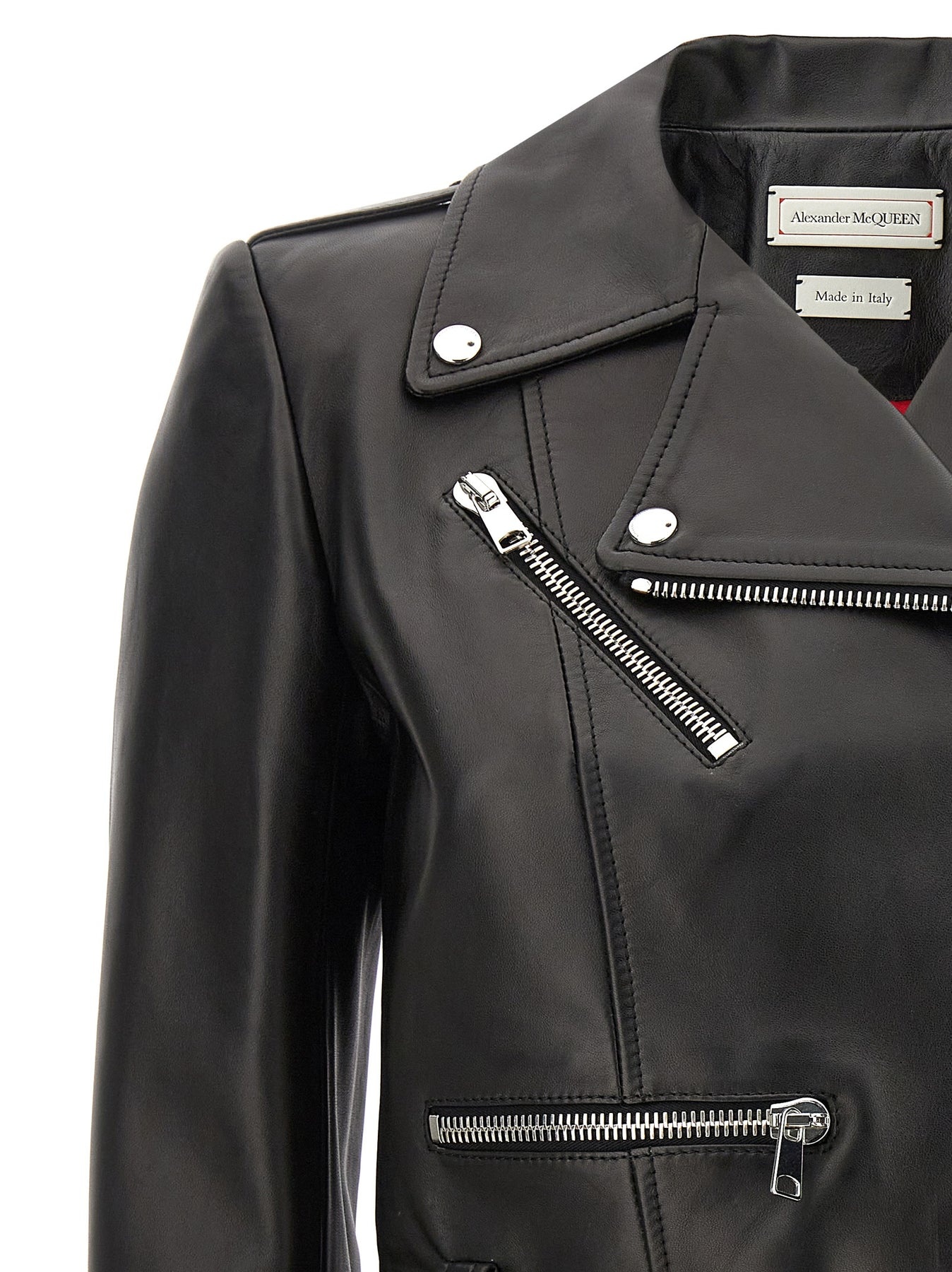 Alexander McQueen Cropped Nail Casual Jackets, Parka Black