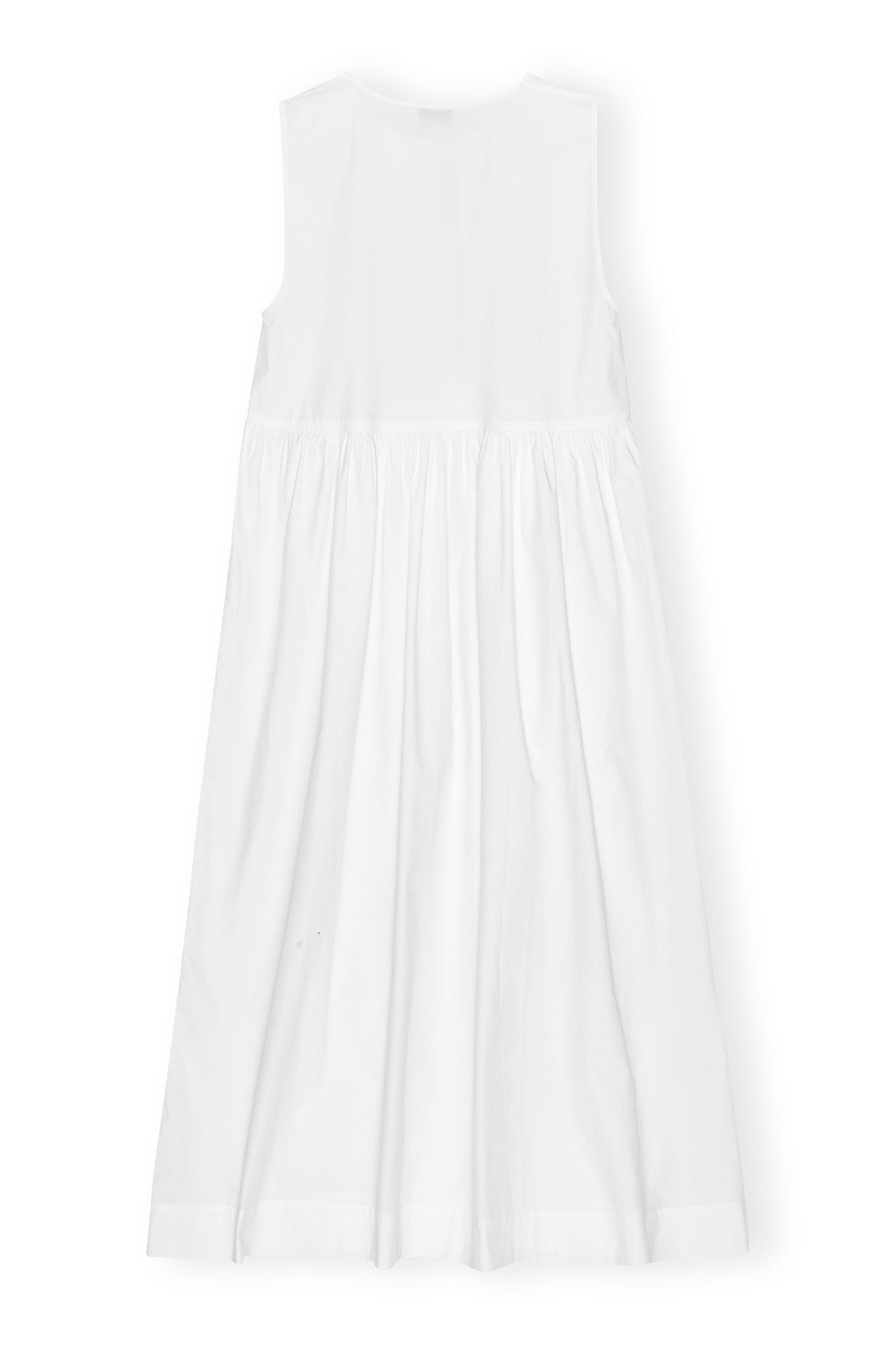 WHITE COTTON POPLIN MIDI DRESS - 1