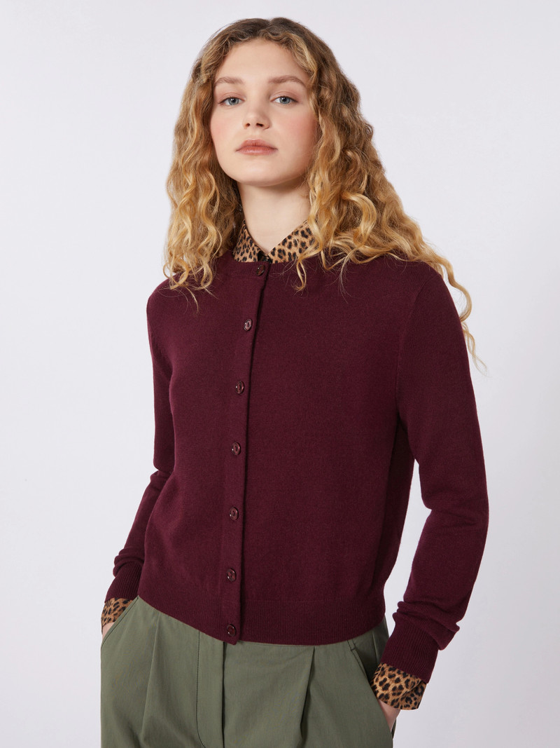 NEBBIA Wool and cashmere cardigan - BORDEAUX 5
