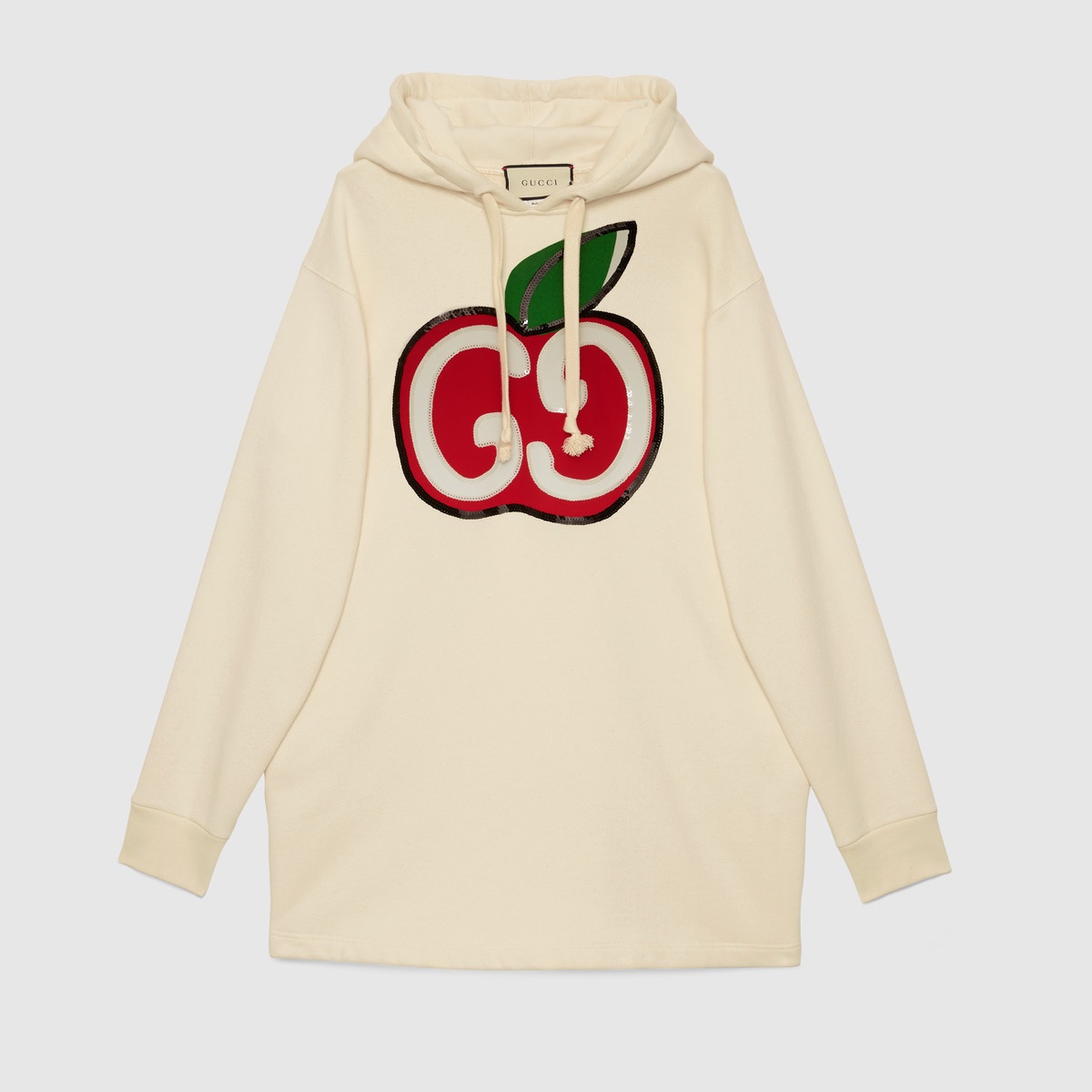 Hooded dress with GG apple print - 1