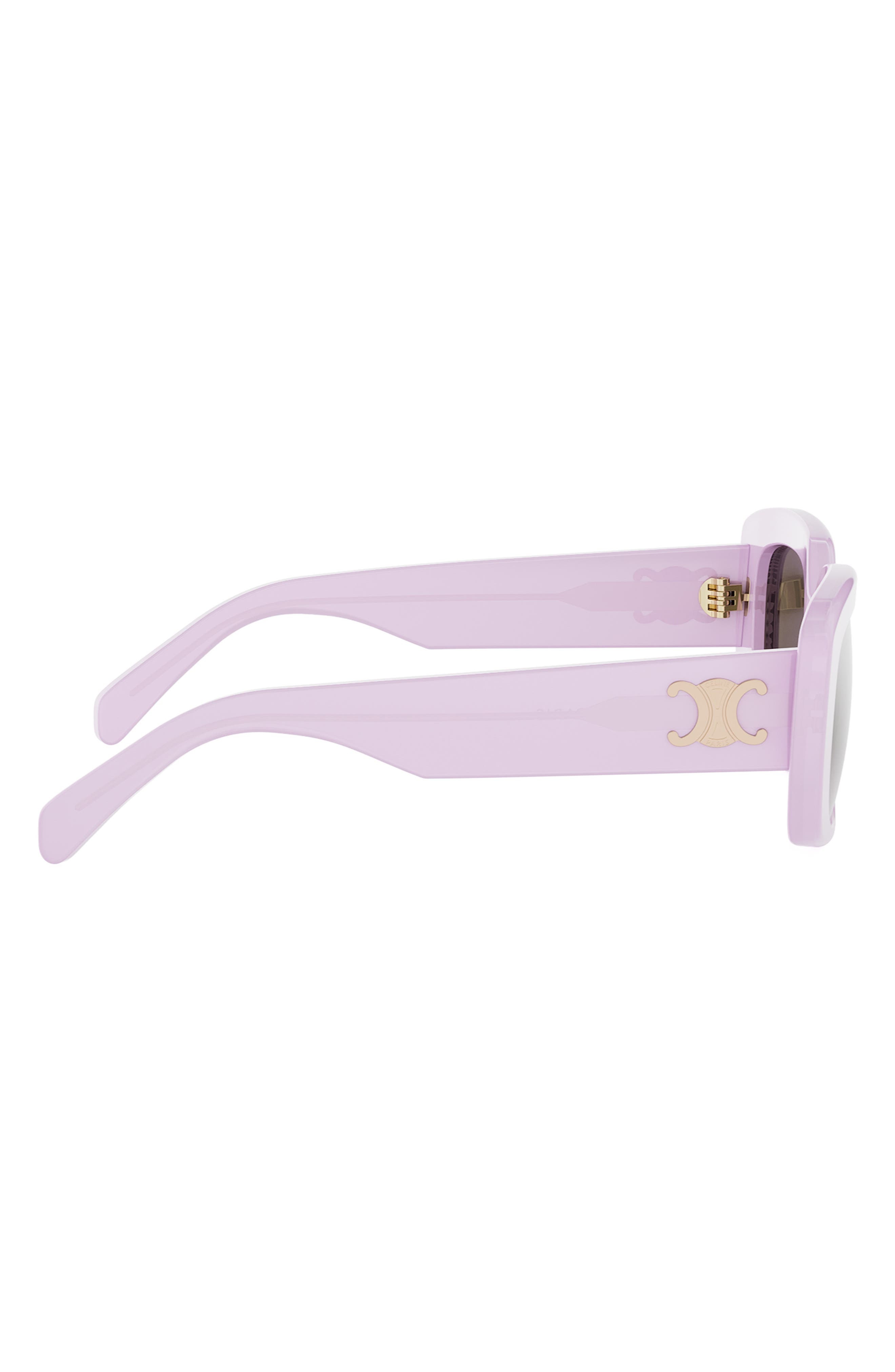 CELINE Triomphe 55mm Rectangular Sunglasses in Shiny Lilac /Gradient Brown at Nordstrom - 3