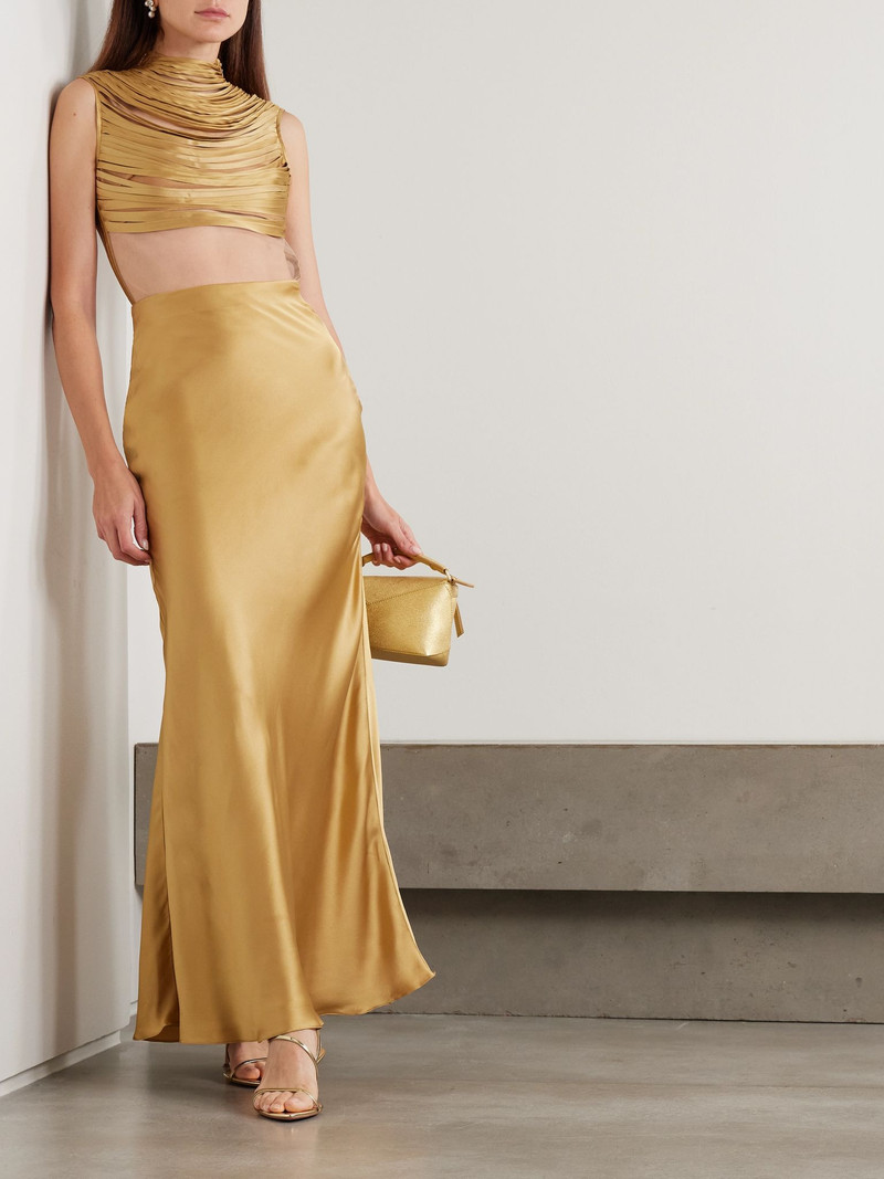 ANDRES OTALORA Sublimes silk-charmeuse maxi skirt Gold outlook
