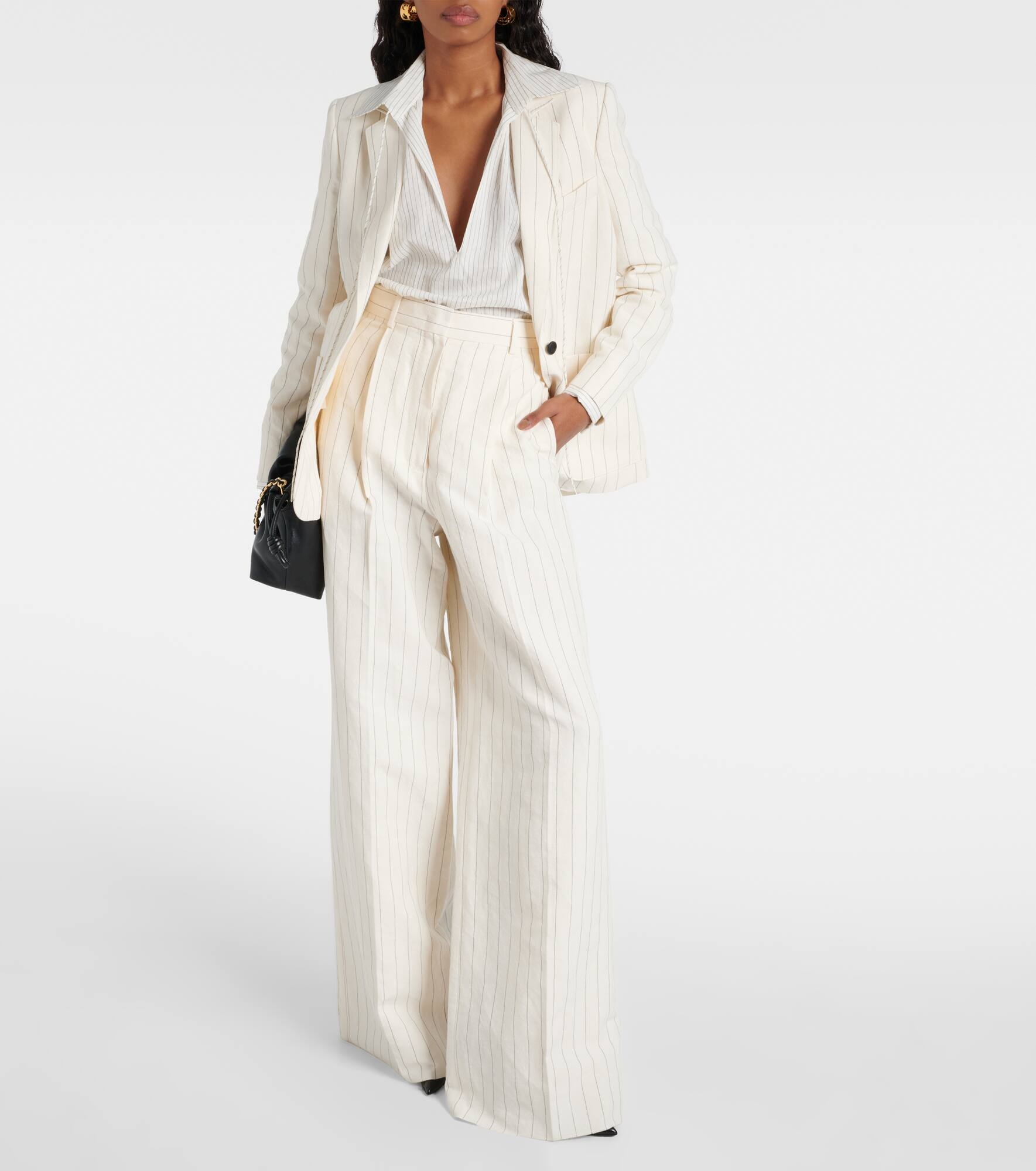 Giuliva pinstripe canvas wide-leg pants - 2