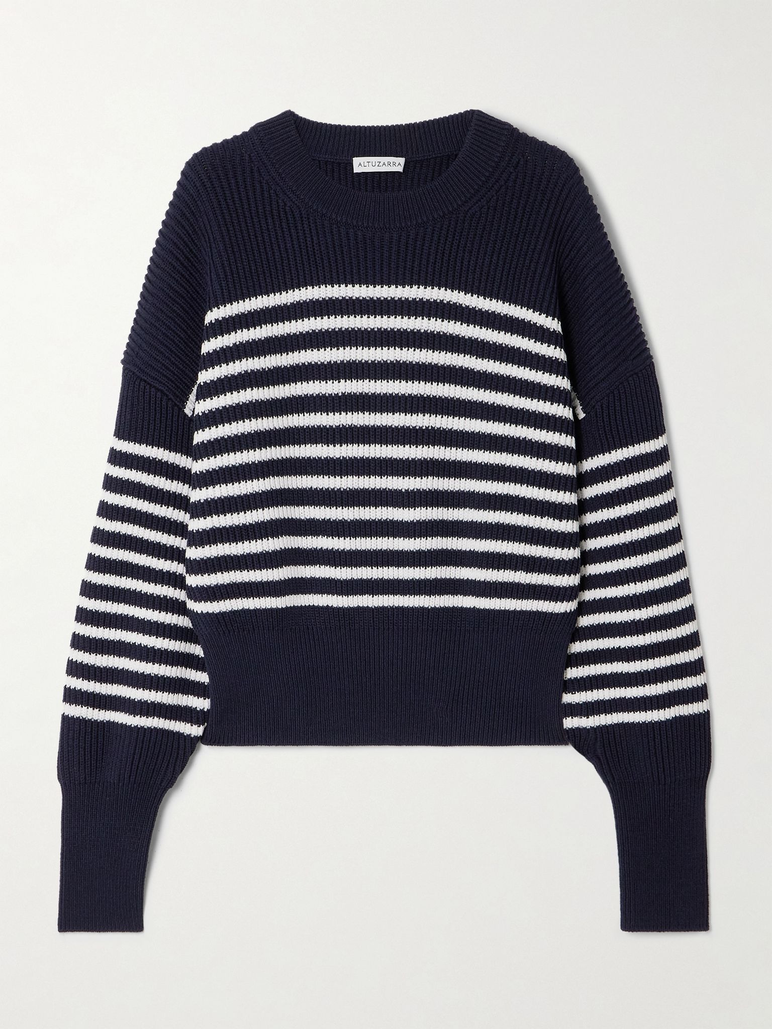 Tanessa striped ribbed cotton sweater Navy - 1