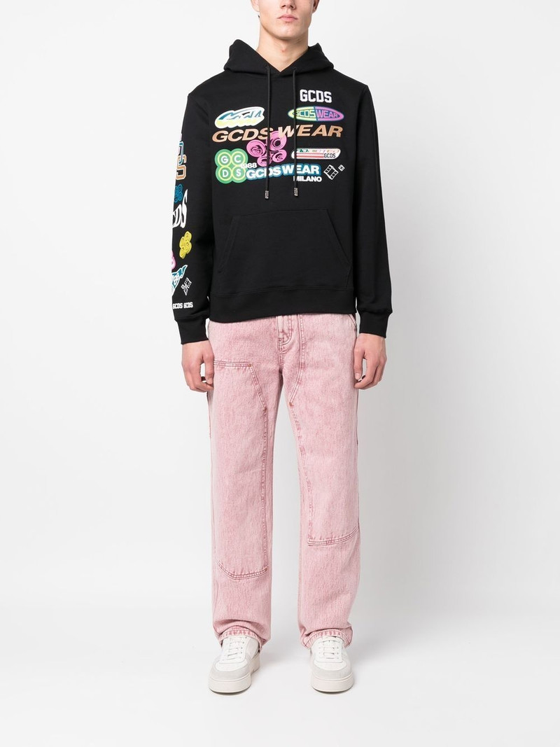 GCDS logo-print drawstring hoodie outlook
