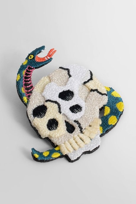 Kapital men's multicolor 3d embroidery rain skull pin - 3