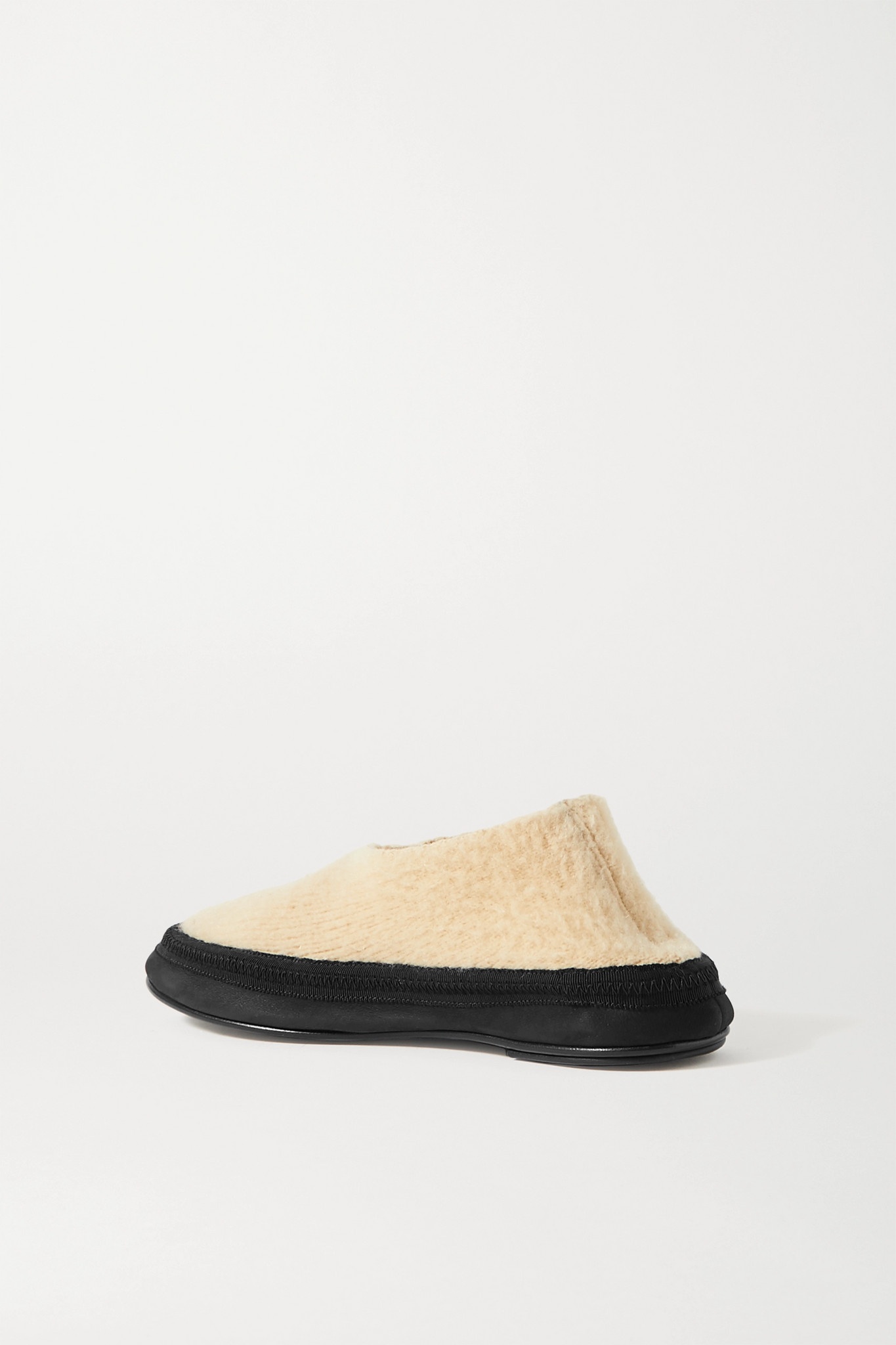 Fairy grosgrain and suede-trimmed cashmere slippers - 3