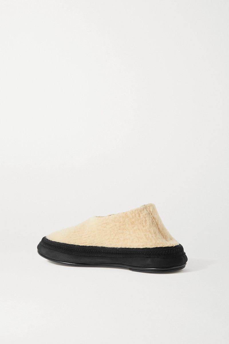 Fairy grosgrain and suede-trimmed cashmere slippers 3