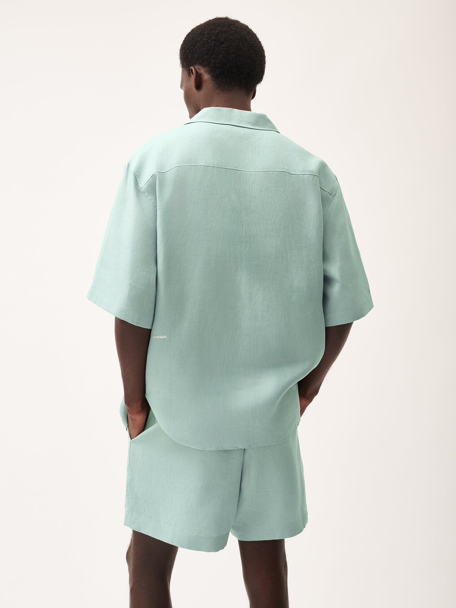 Mens DNA Aloe Linen Camp Collar Shirt - Eucalyptus Blue - 3