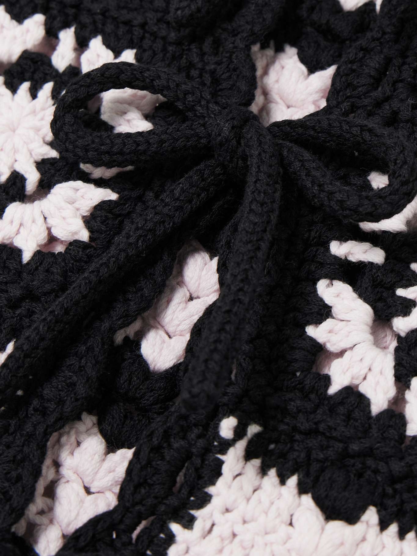 Crocheted organic cotton cardigan Black - 4
