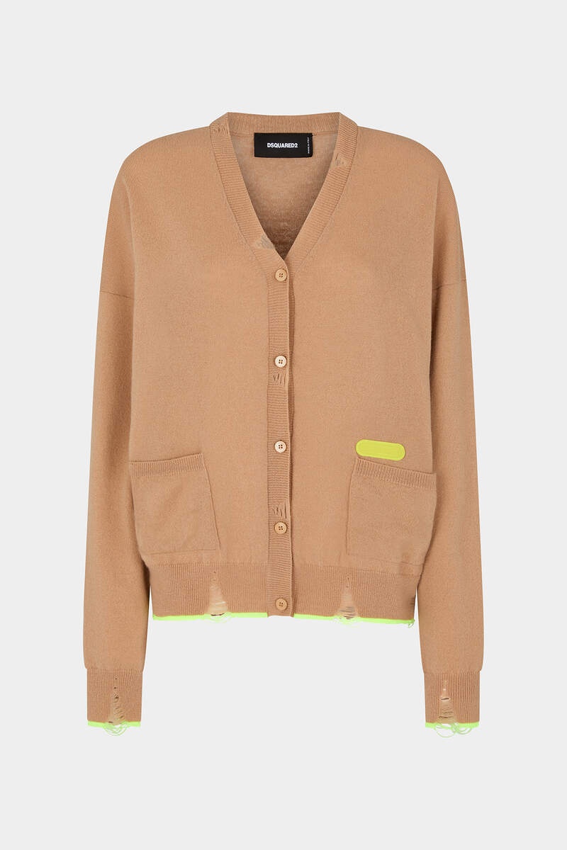 FLUO TRIM V CARDIGAN KNIT - 1