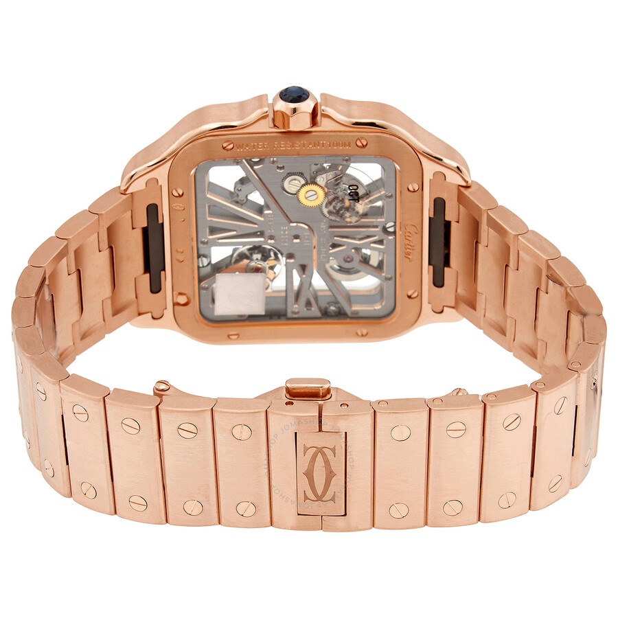Cartier Santos Hand Wind 18kt Rose Gold Skeleton Dial Men's Watch WHSA0016 - 3