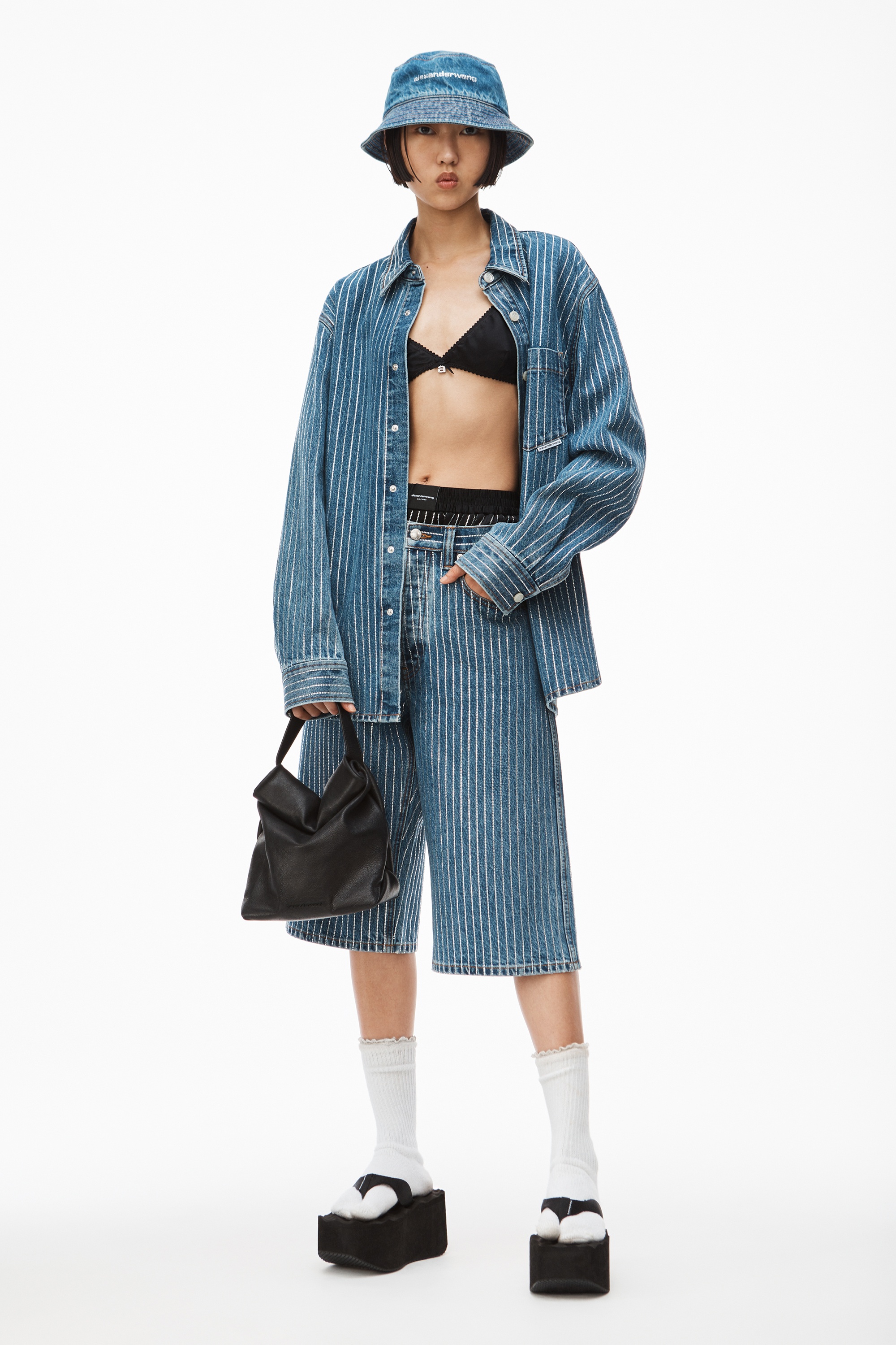 CRYSTAL STRIPE BOARD SHORT IN DENIM - 2