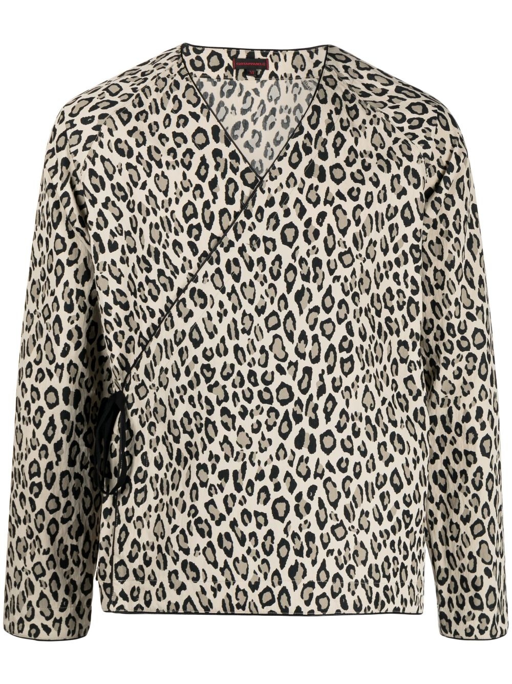 leopard-print V-neck shirt - 1