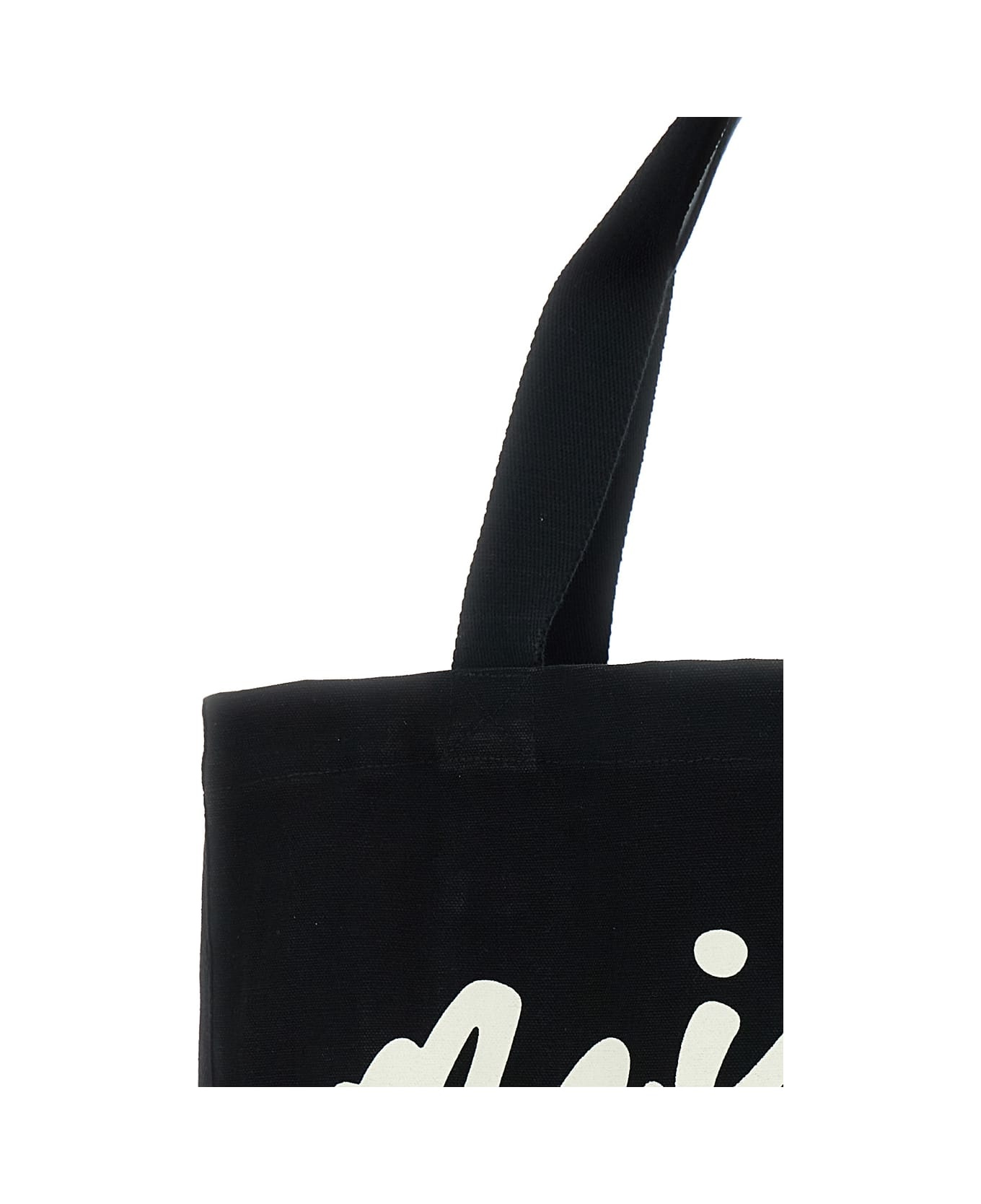 Black Shopper With Maxi Logo Lettering On The Front In Cotton Man - 3