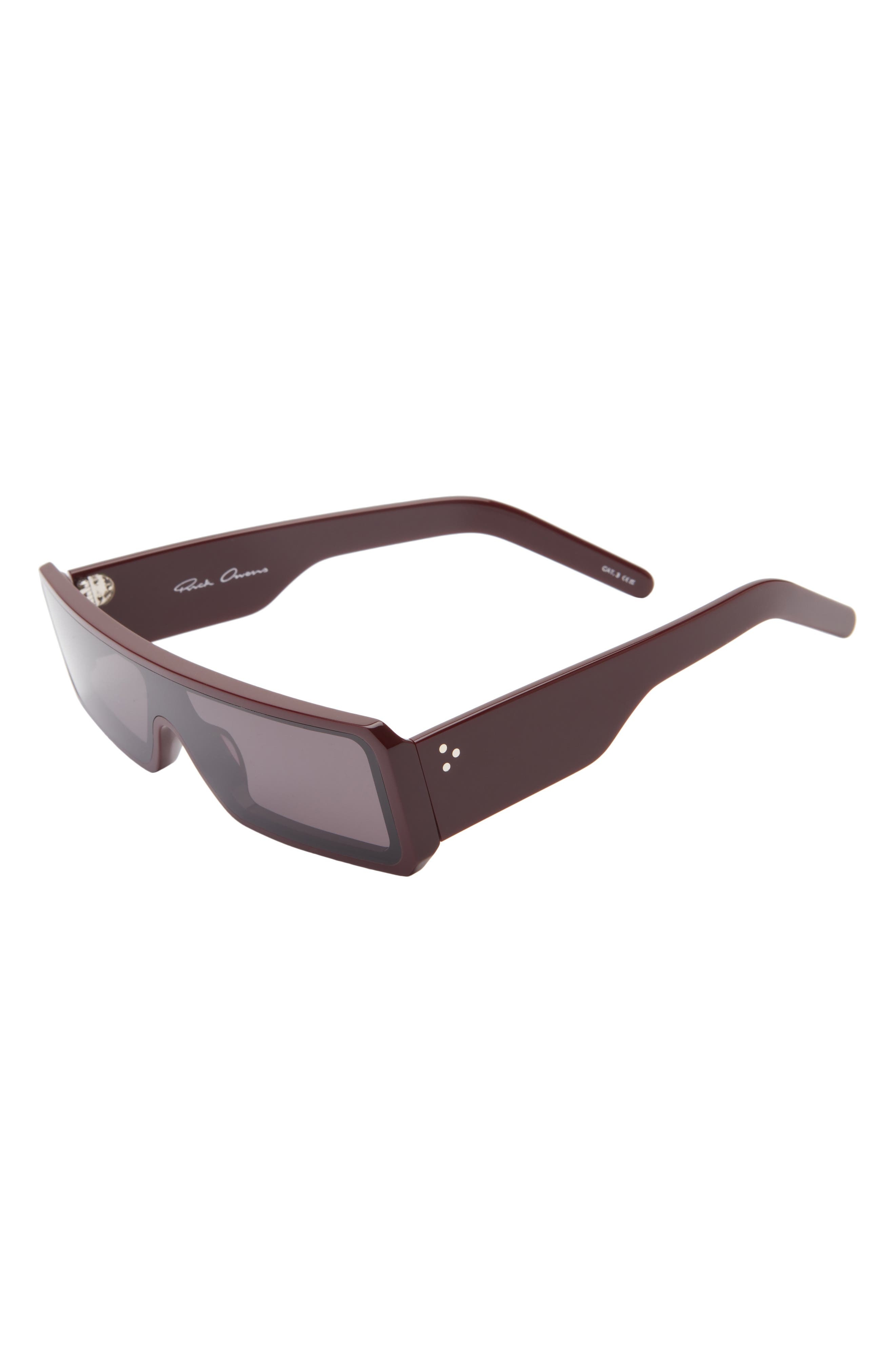 Rick Owens Geth Rectangular Shield Sunglasses in Mahogany Temple/Black Lens at Nordstrom - 2