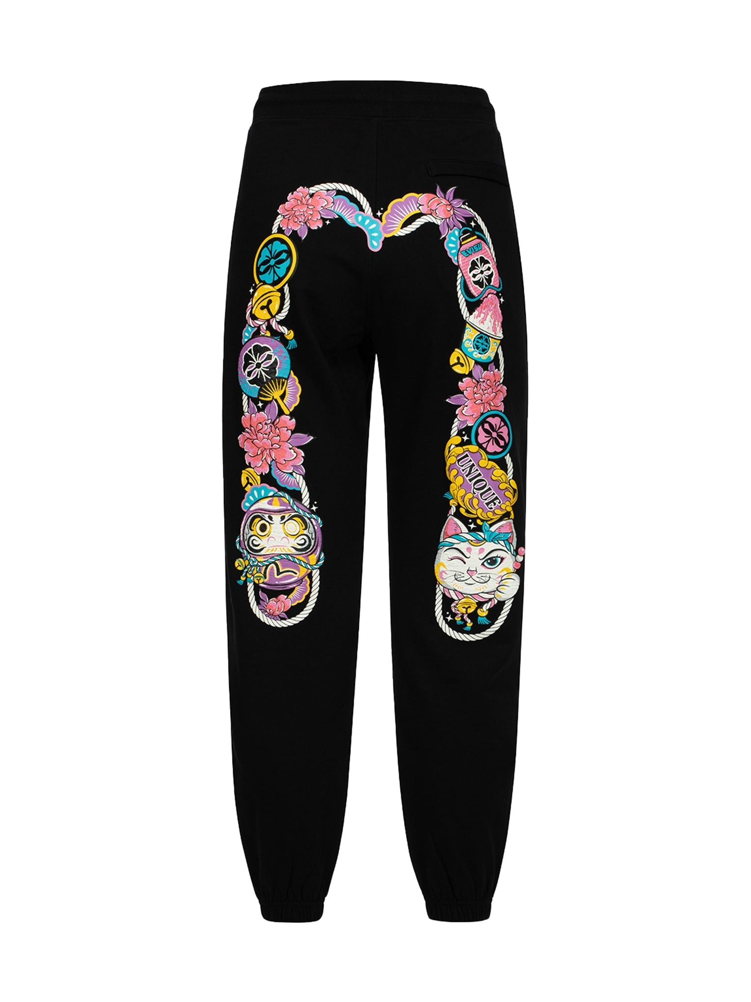 DARUMA AND FORTUNE CAT PRINT DAICOCK LOOSE FIT SWEATPANTS - 12