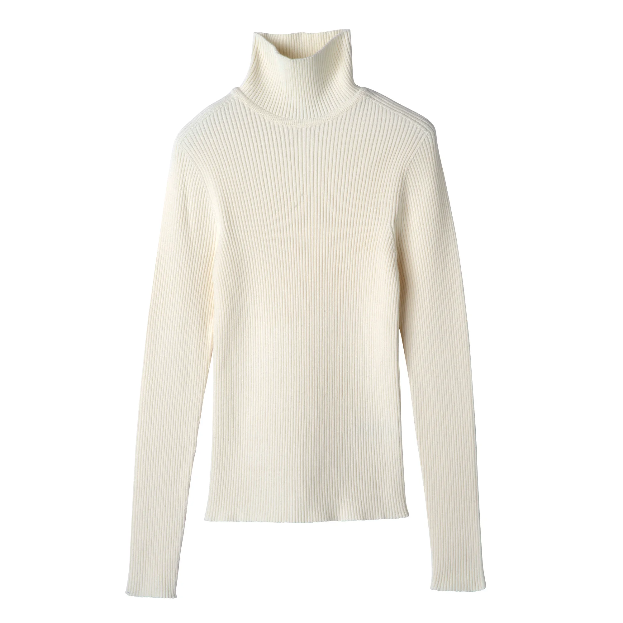 High collar fitted jumper Ecru - Knit - 1