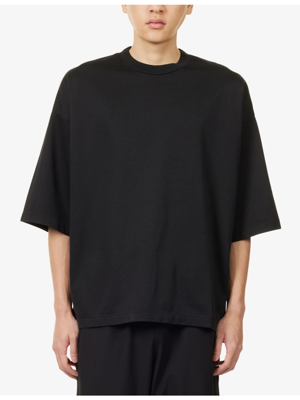 Crewneck Relaxed-Fit Cotton Blend T-Shirt - 3