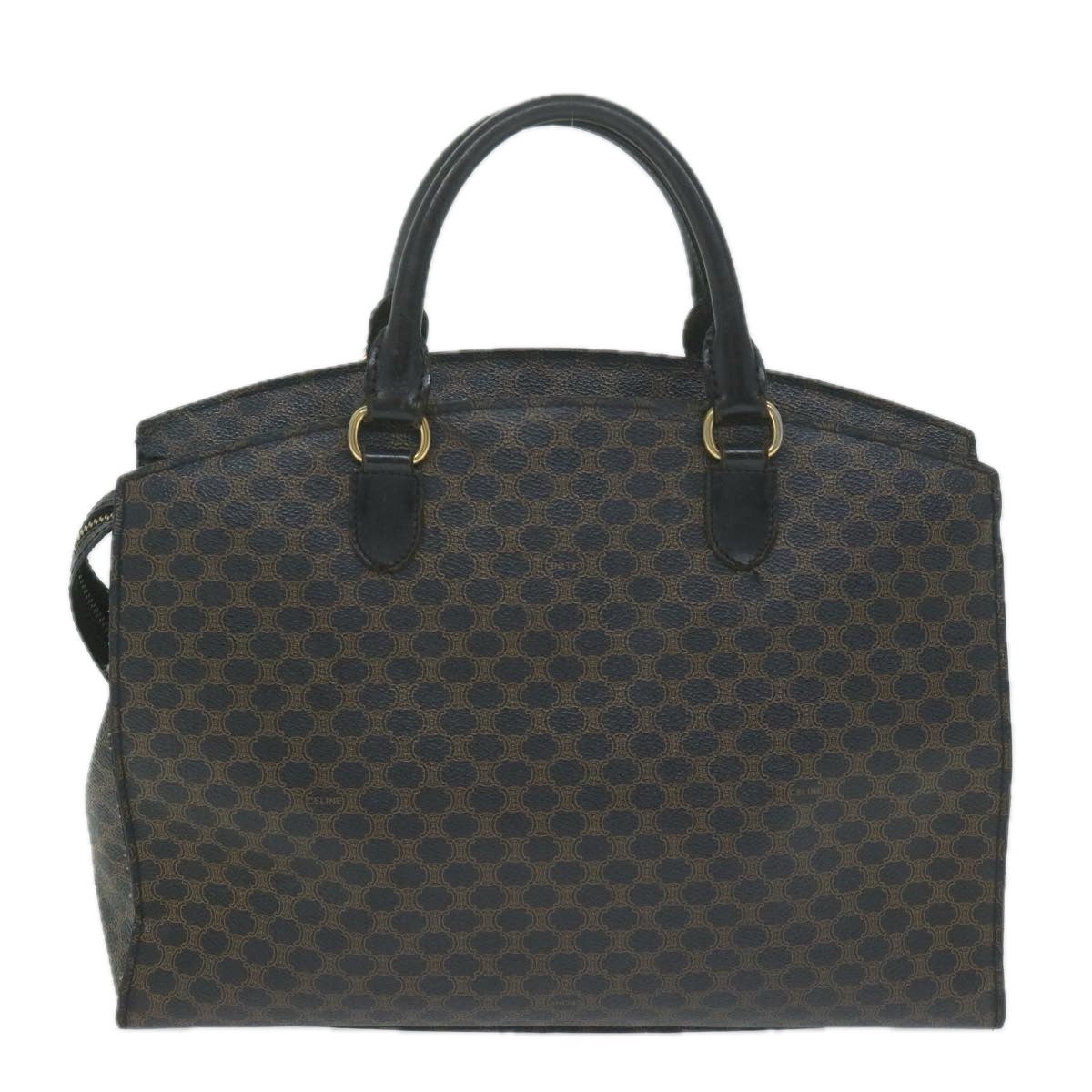 CELINE Macadam Canvas Hand Bag Pvc Brown Black - 2