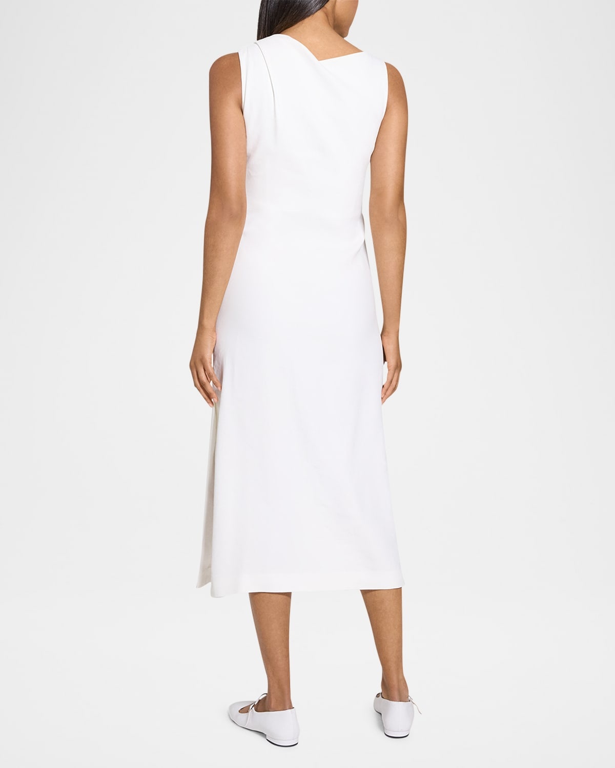 Asymmetric Draped Midi Dress - 3