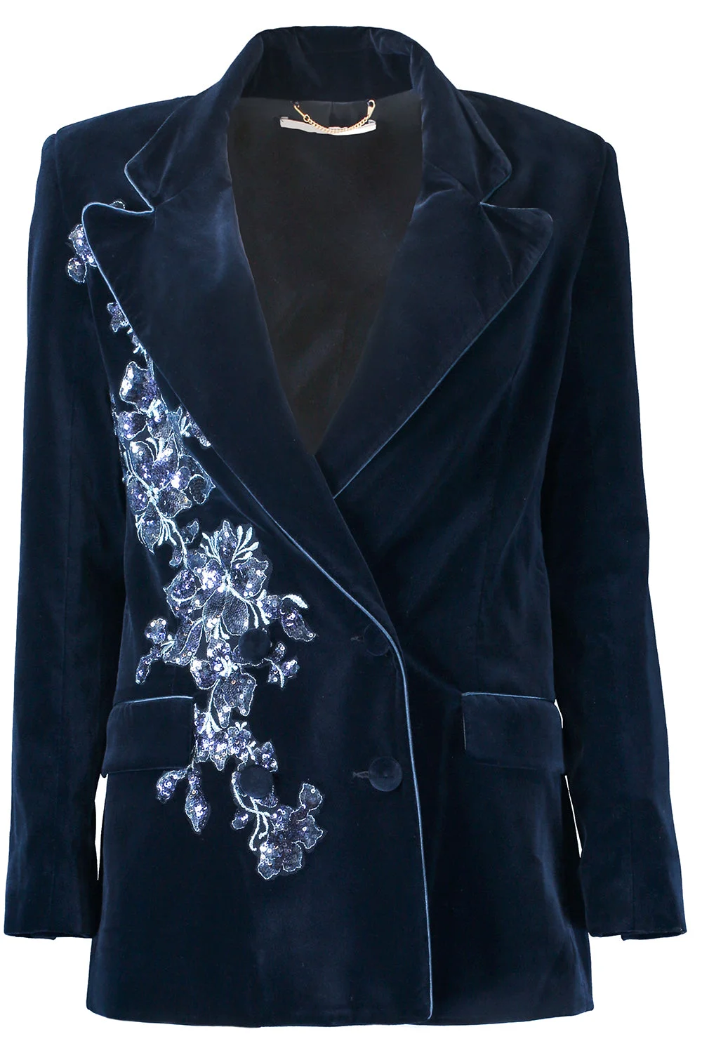 Quinn Velvet Jacket - Blue - 1