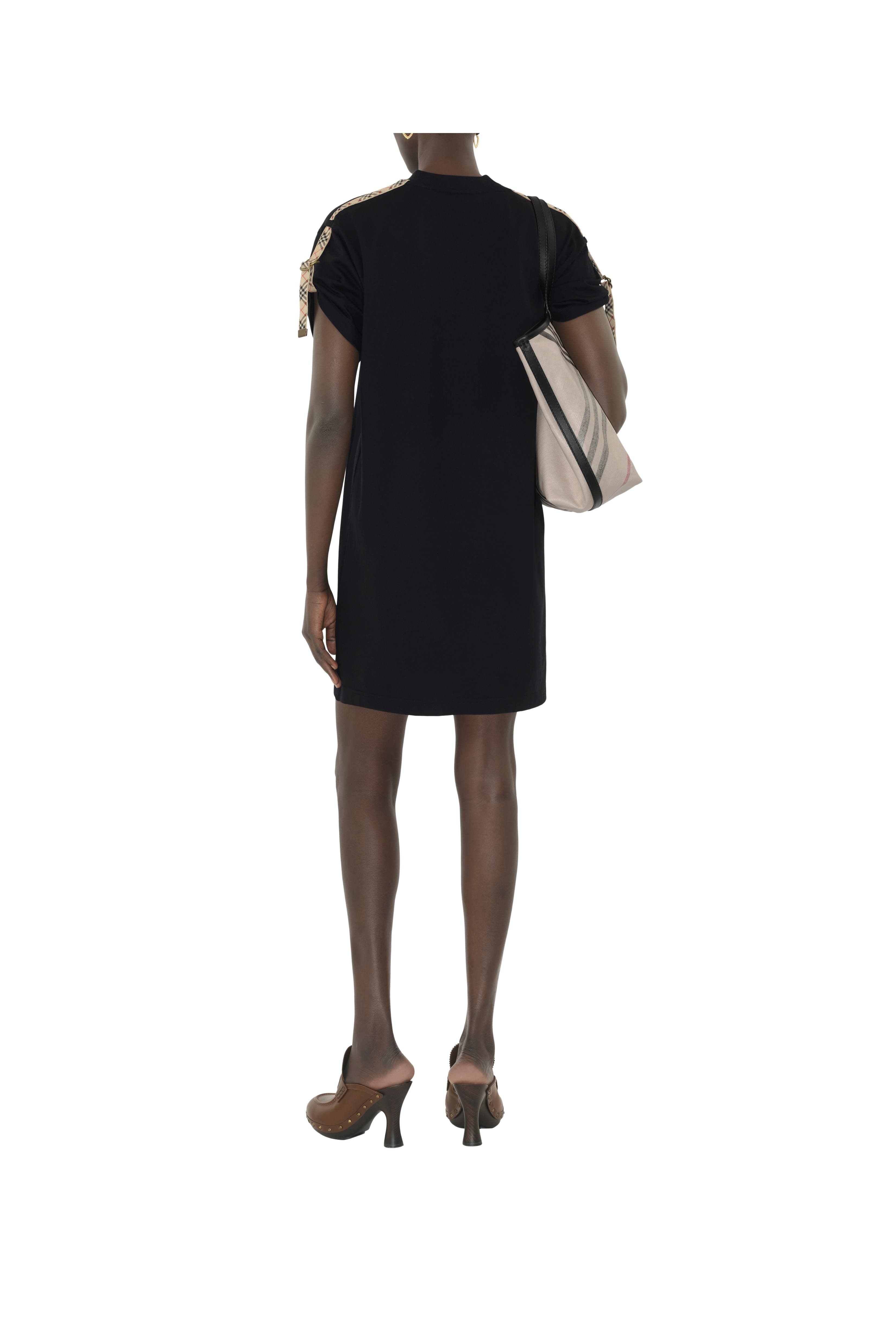 burberry Check Trim Cotton T-shirt Dress in Black at Nordstrom - 5