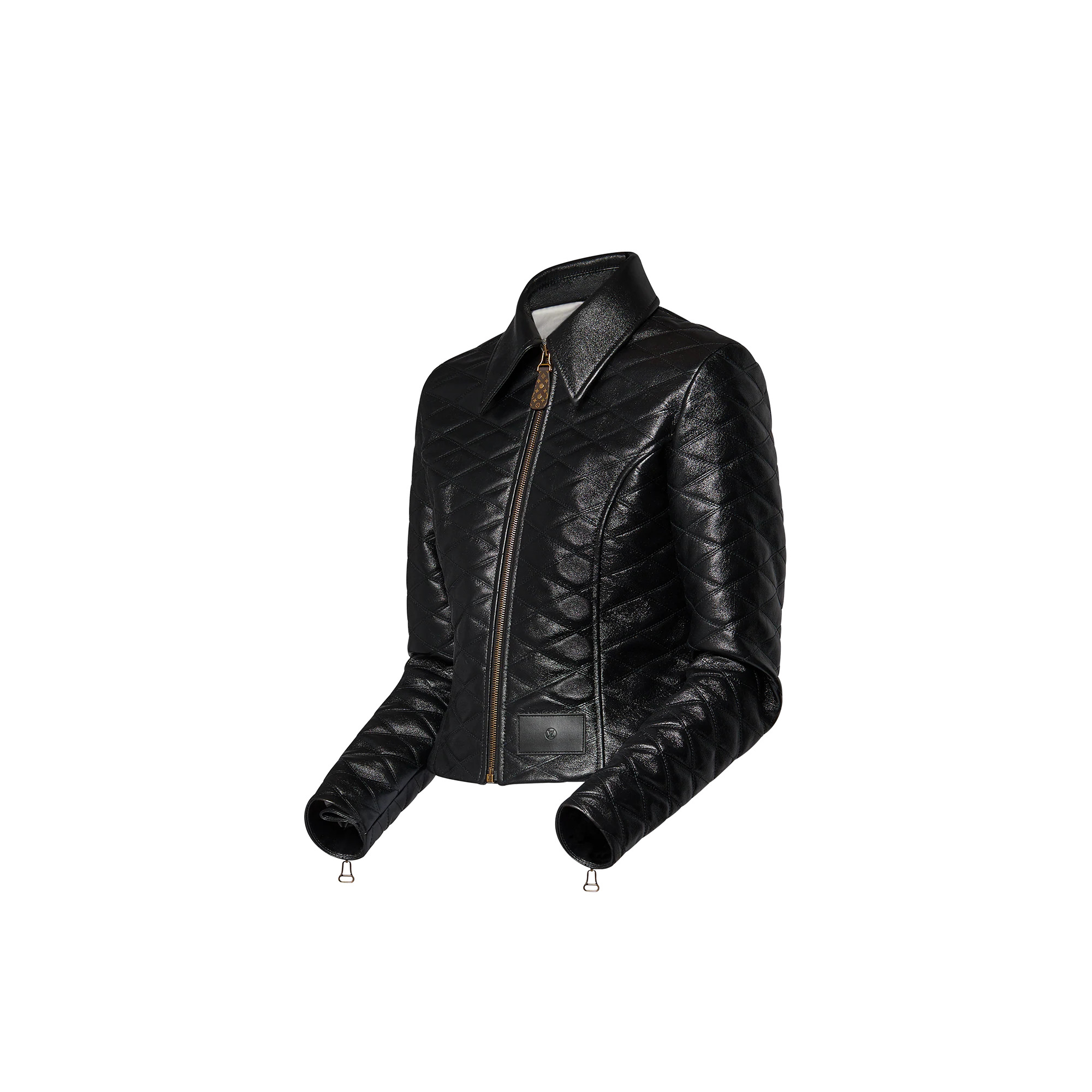 Cropped Malletage Leather Jacket - 2