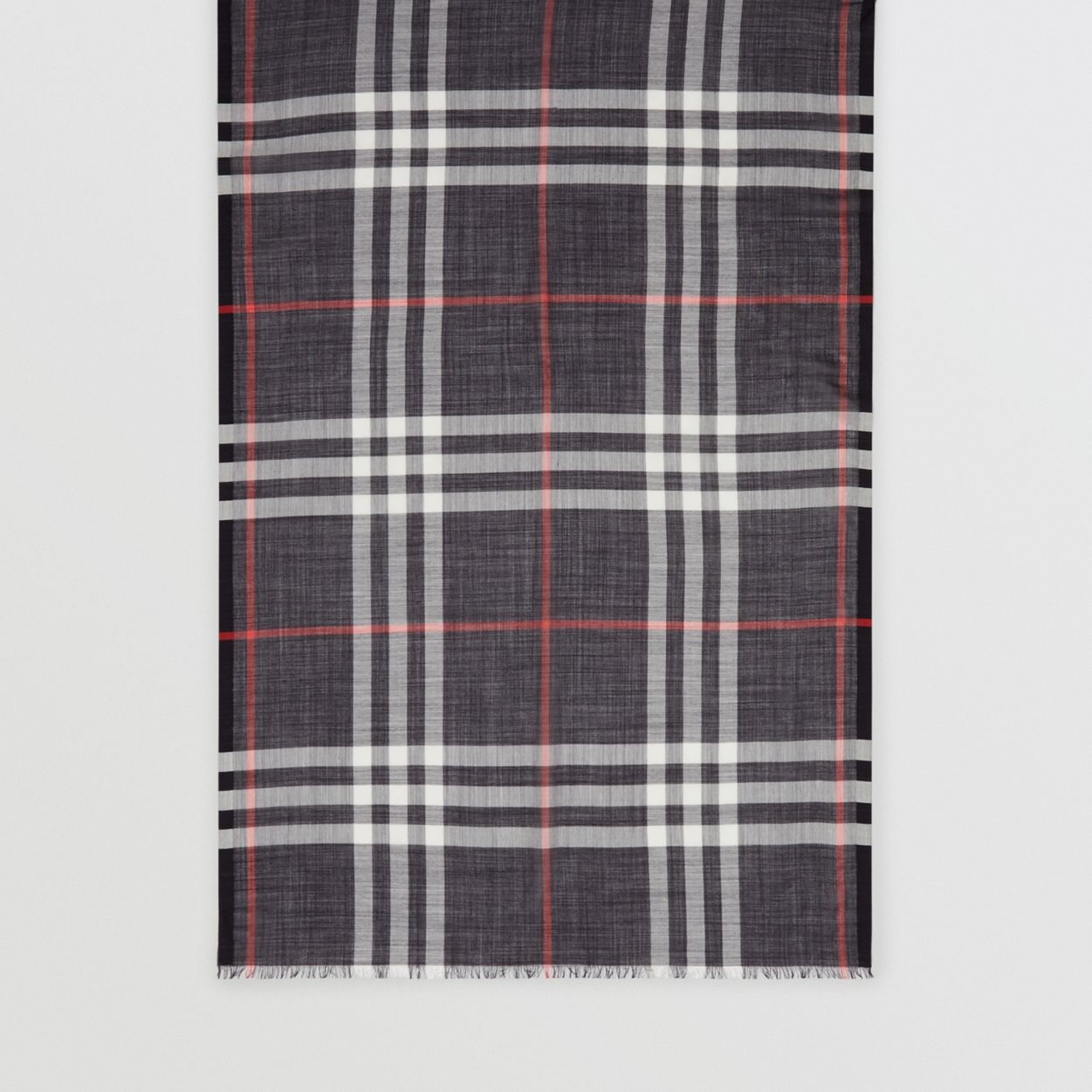 Lightweight Check Wool Silk Scarf - 5