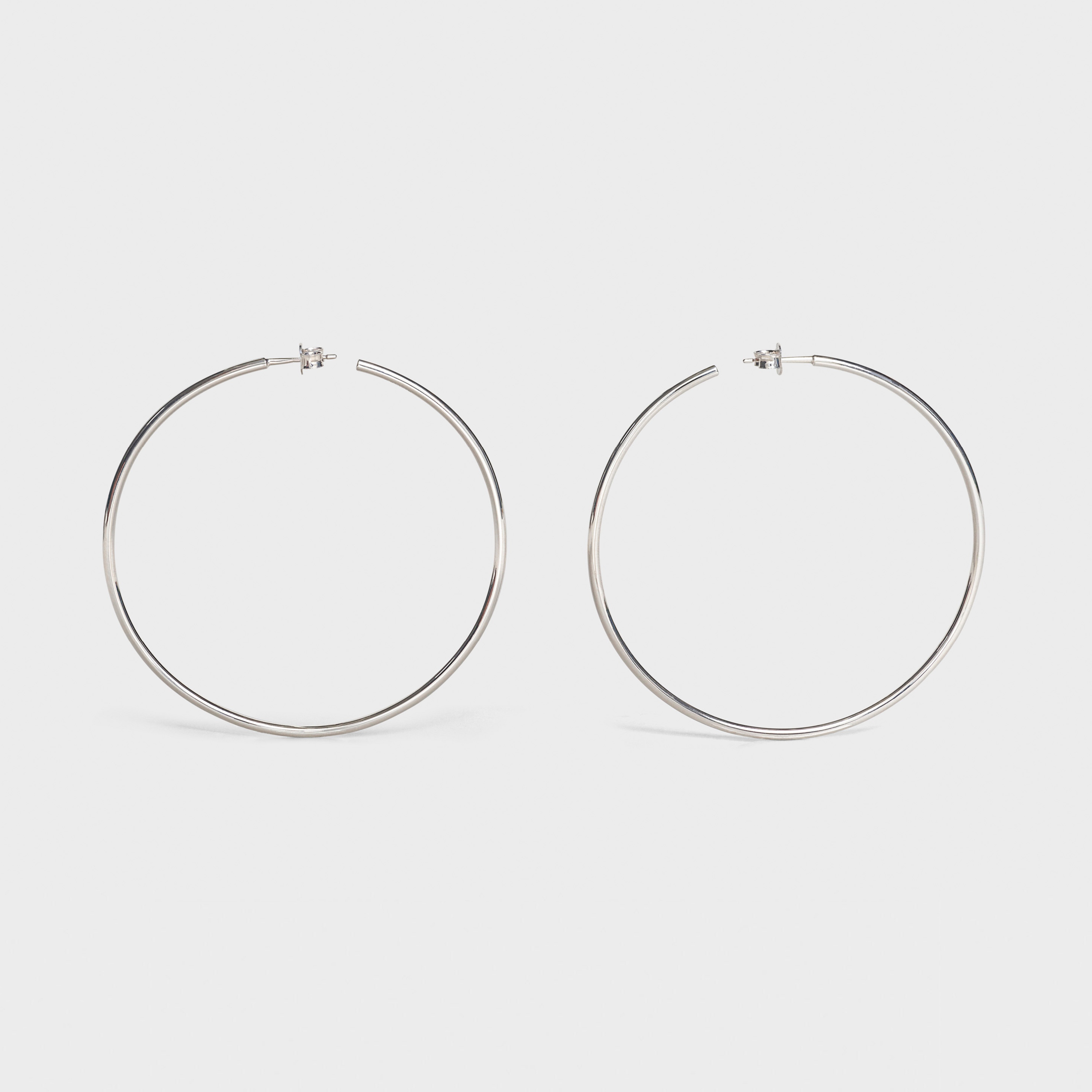 SIMPLE FORMS ROUND HOOPS IN BRASS WITH RHODIUM FINISH - 1