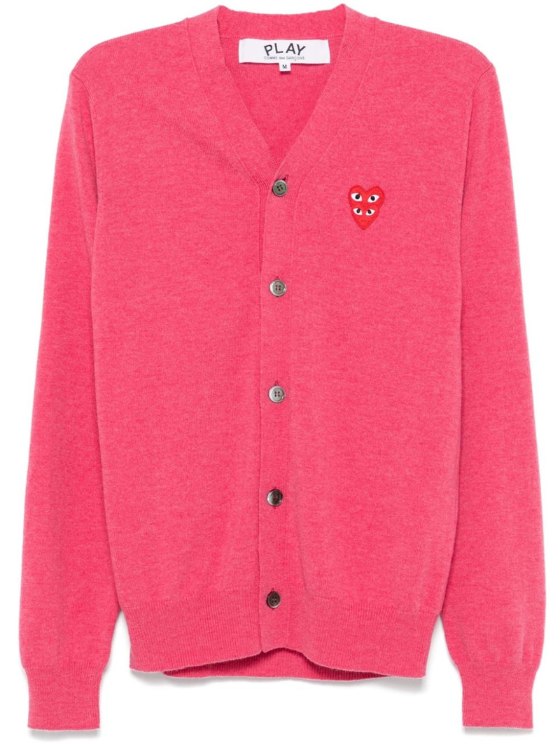 V-neck double heart-patch cardigan 1
