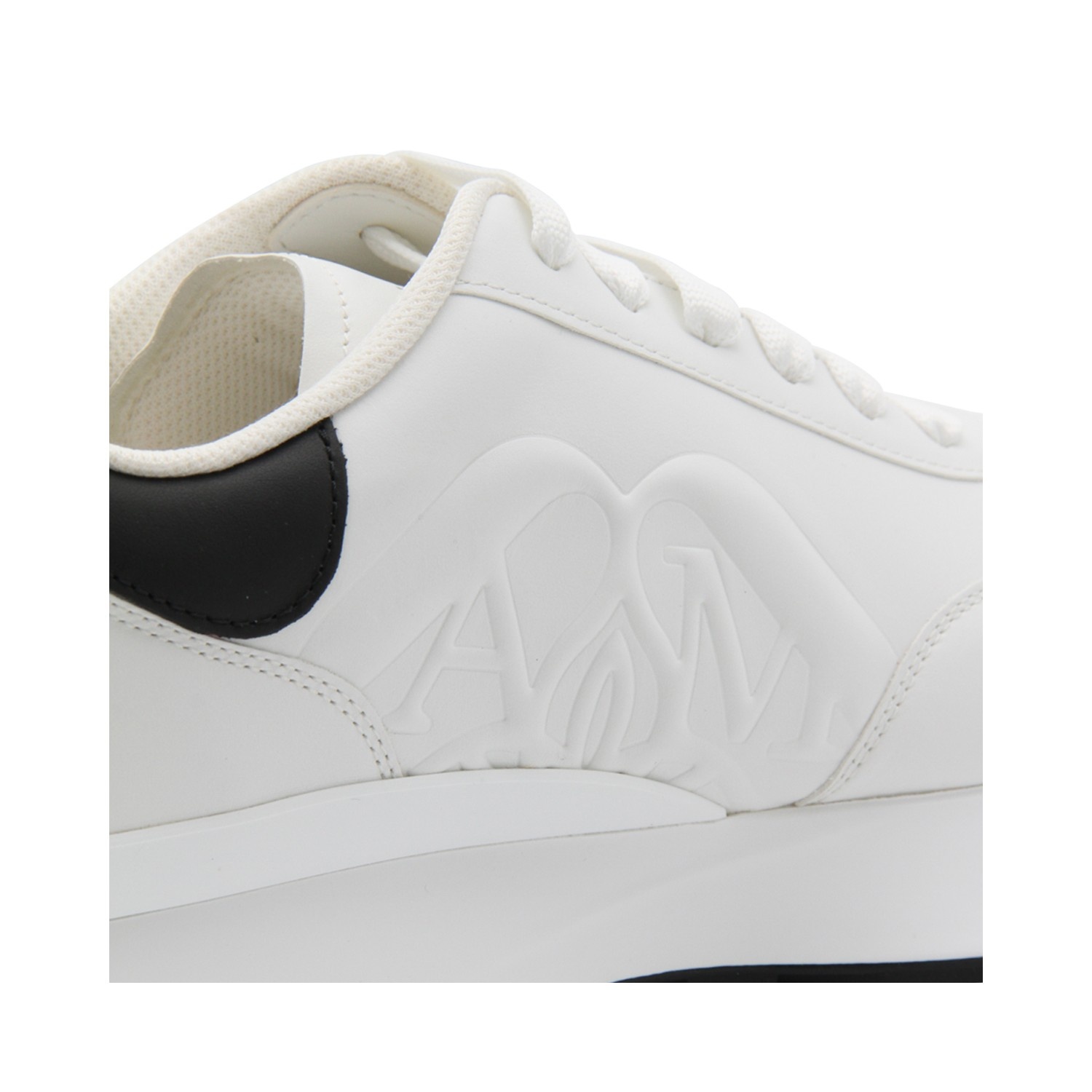 WHITE AND BLACK LEATHER SPRINT SNEAKERS - 4