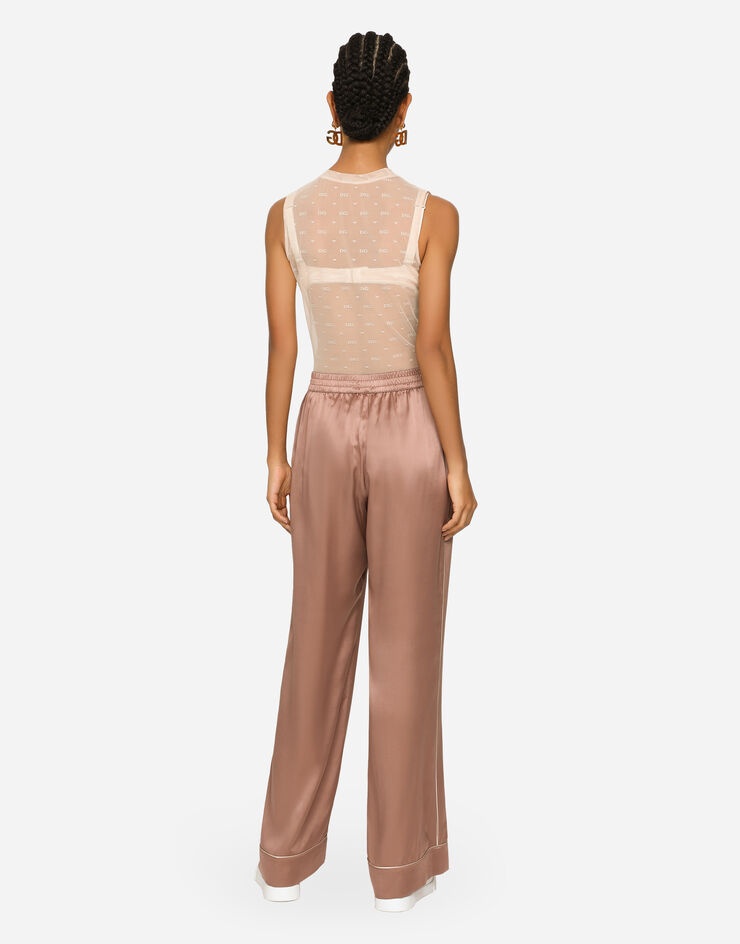 Satin pajama pants with piping - 3