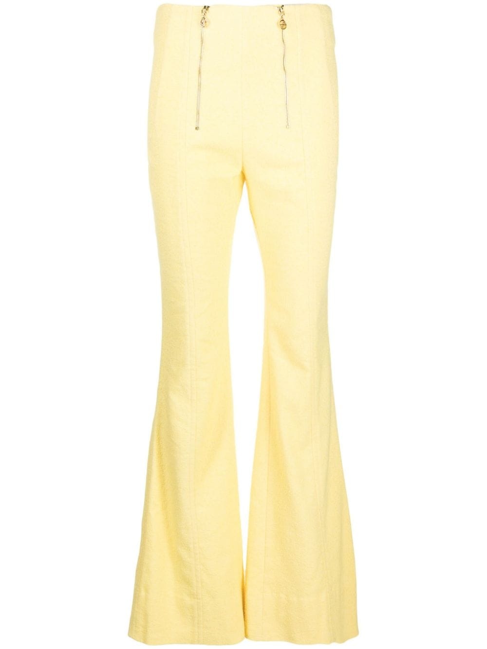 zip-detail tweed flared trousers - 1