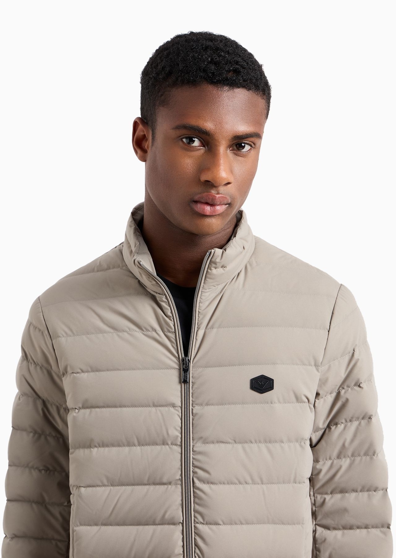 Quilted nylon full-zip down jacket with eagle logo patch - 5